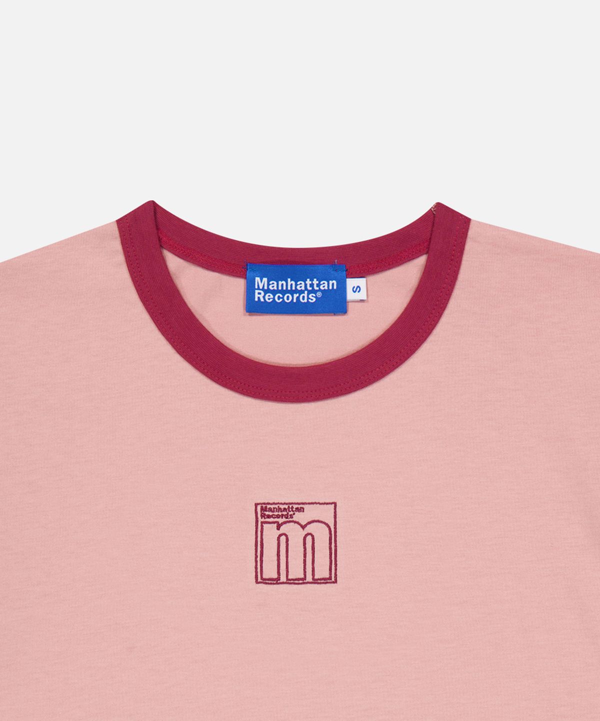 맨하탄레코즈(MANHATTAN RECORDS) MR W M Logo Ringer T-shirt - Pink