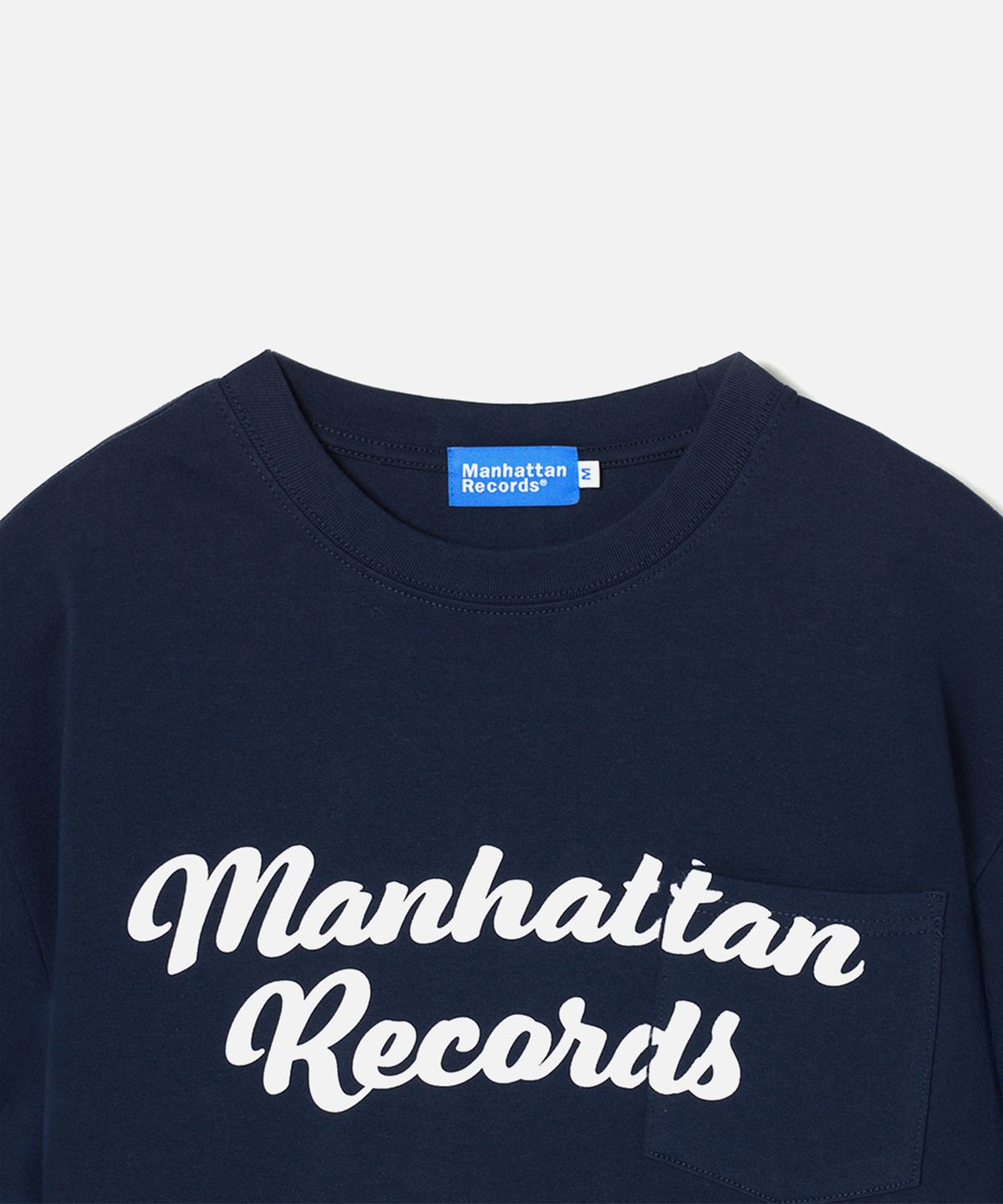 맨하탄레코즈(MANHATTAN RECORDS) Manhattan Records Arch Logo Pocket T-shirt - Navy