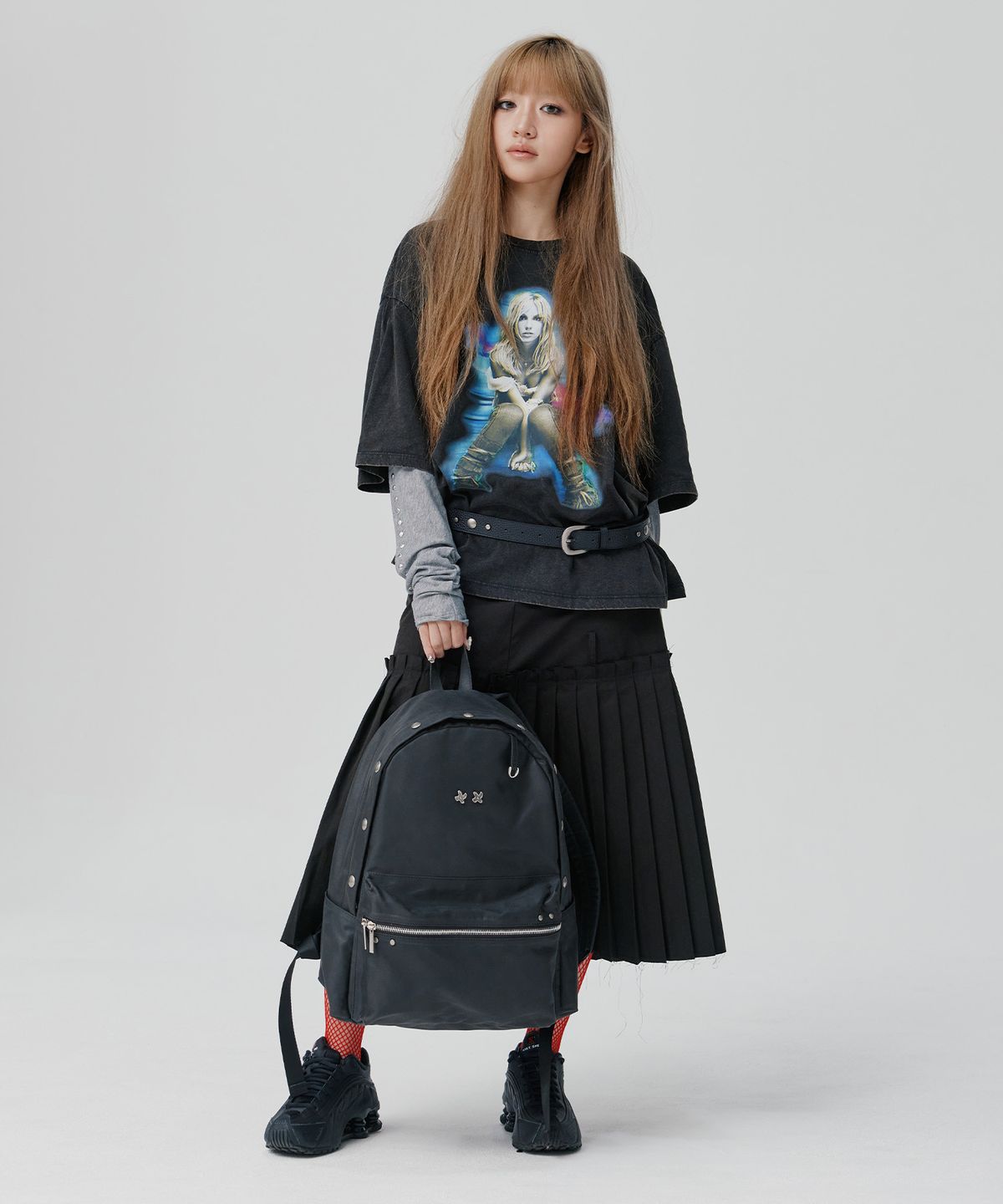 피넛루프(PEANUT LOOP) Stud Point Vintage Backpack Black
