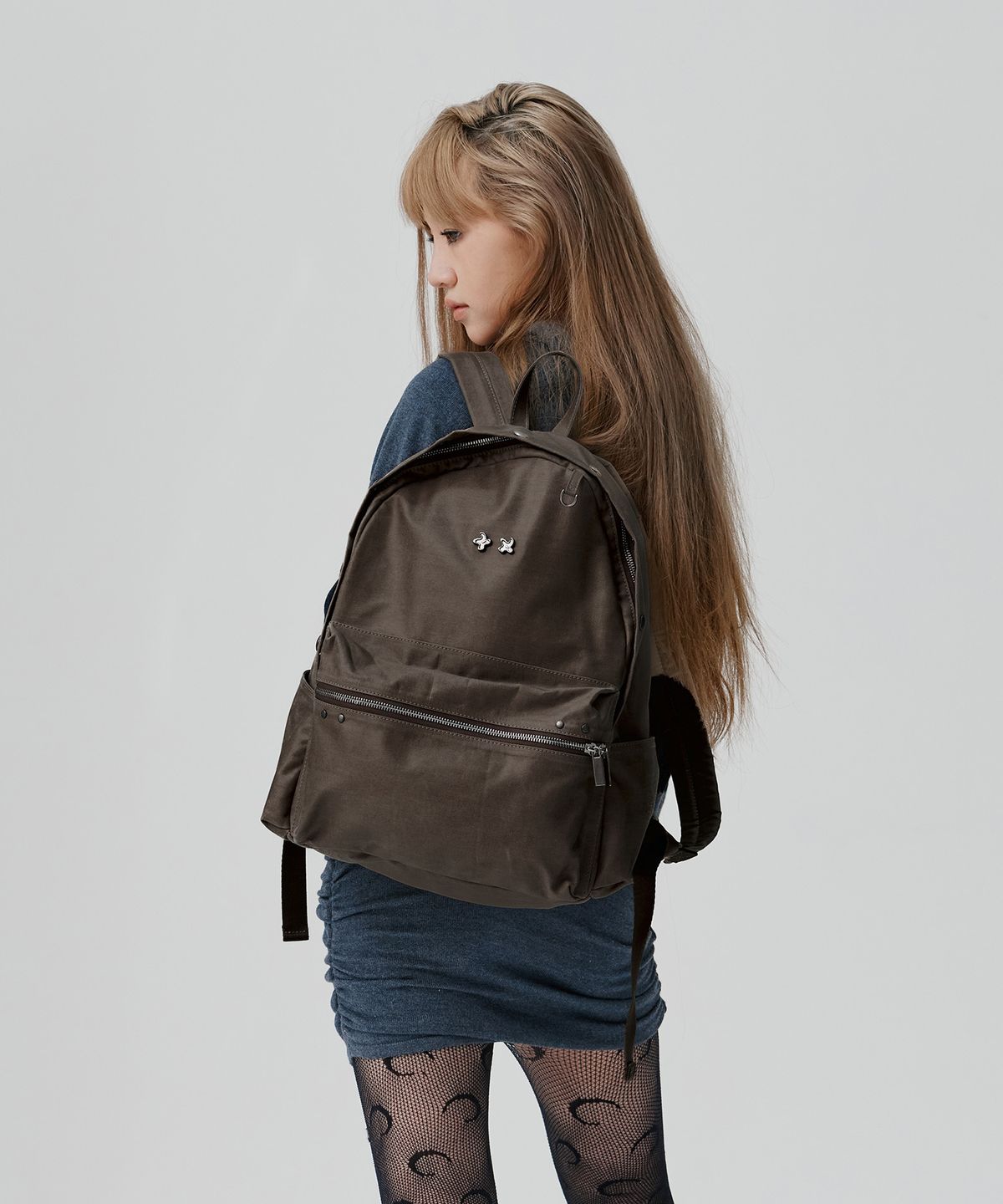 피넛루프(PEANUT LOOP) Stud Point Vintage Backpack Brown