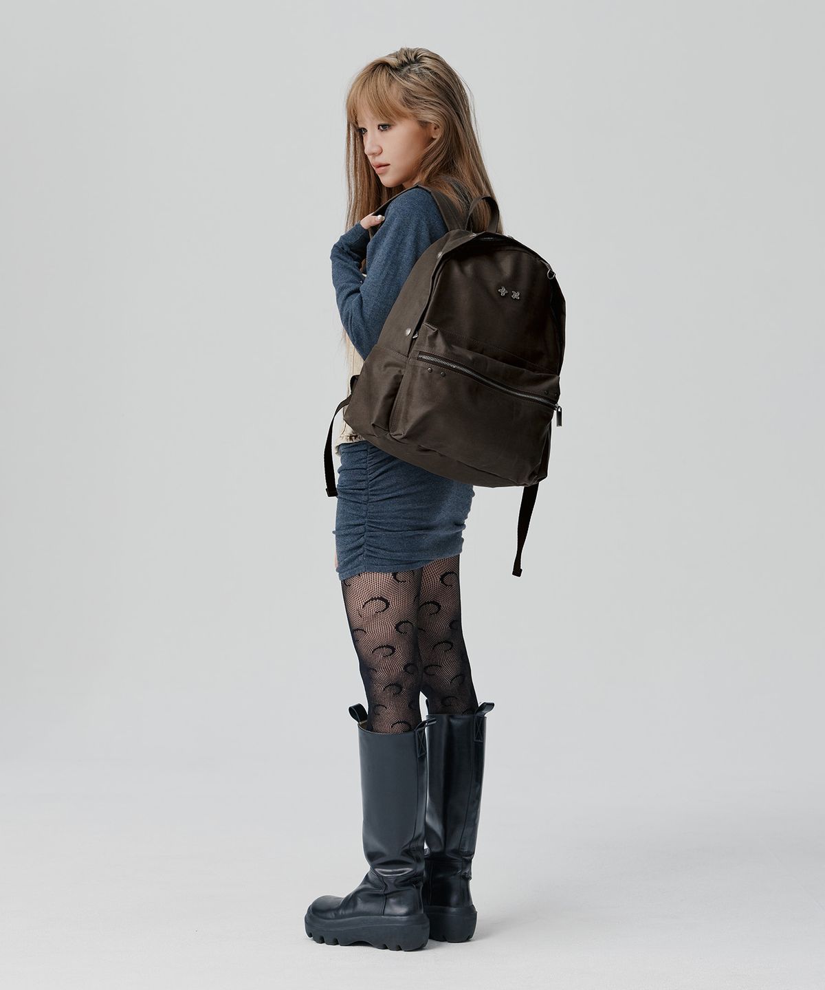 피넛루프(PEANUT LOOP) Stud Point Vintage Backpack Brown