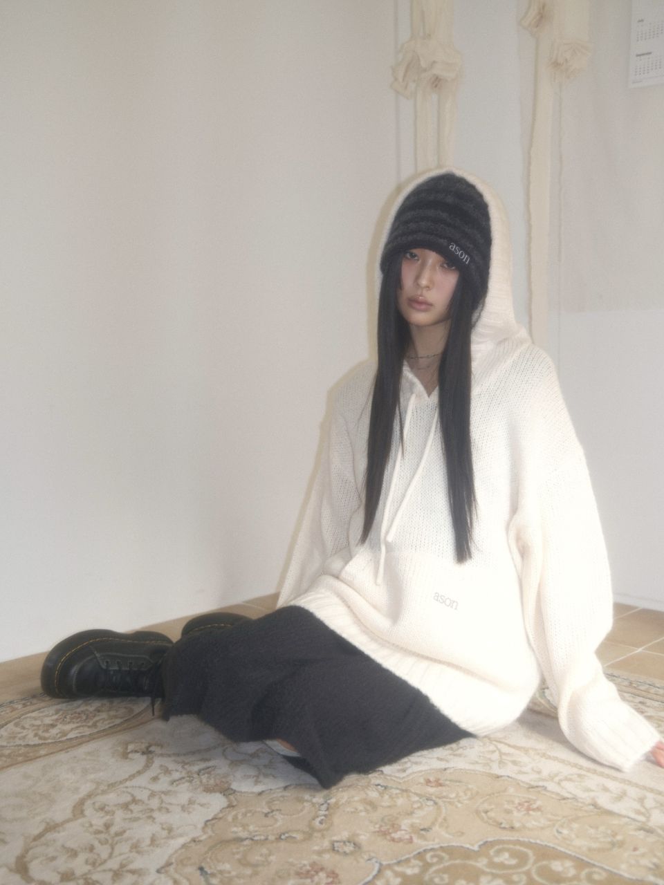 as\"on CHESHIRE BEANIE ビーニー ニット帽 アズオンason MUSINSA公式 | ASON CHESHIRE BEANIE / BLACK
