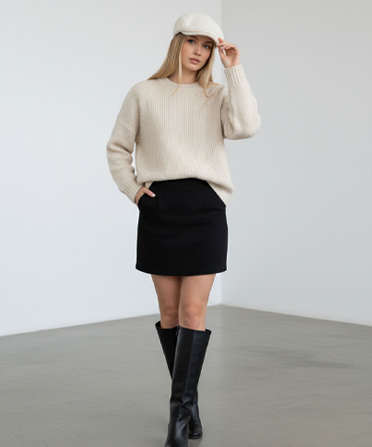 유니버셜 케미스트리(UNIVERSAL CHEMISTRY) Fleece Ivory Huntingcap 헌팅캡