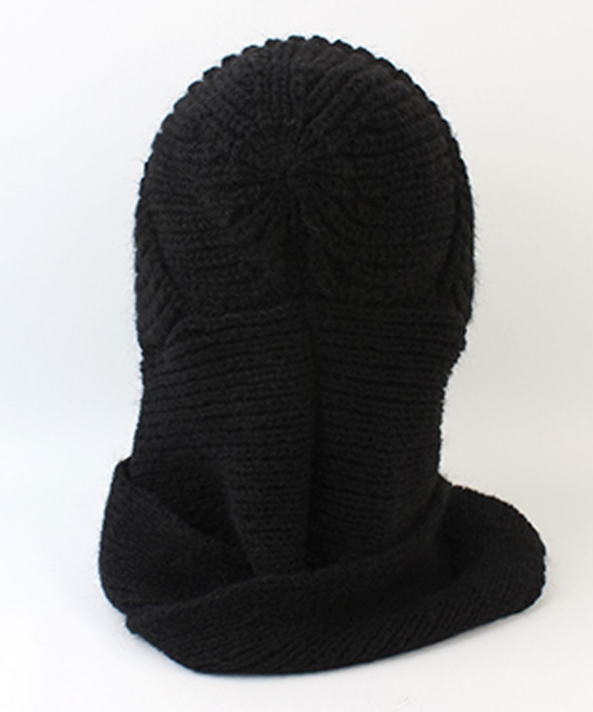 유니버셜 케미스트리(UNIVERSAL CHEMISTRY) Wool Black Knit Hood Muffler Hat 후드머플러