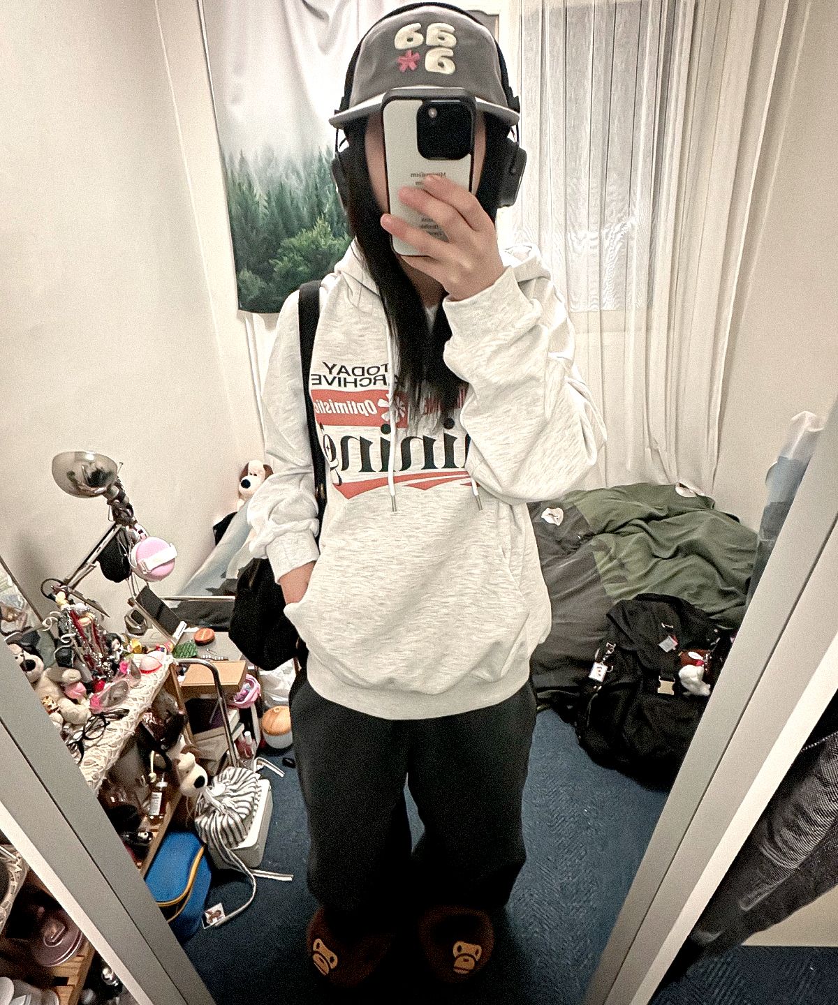 다미쉬(DAMISH) 샤이닝 그래픽 코밍 후드_멜란지