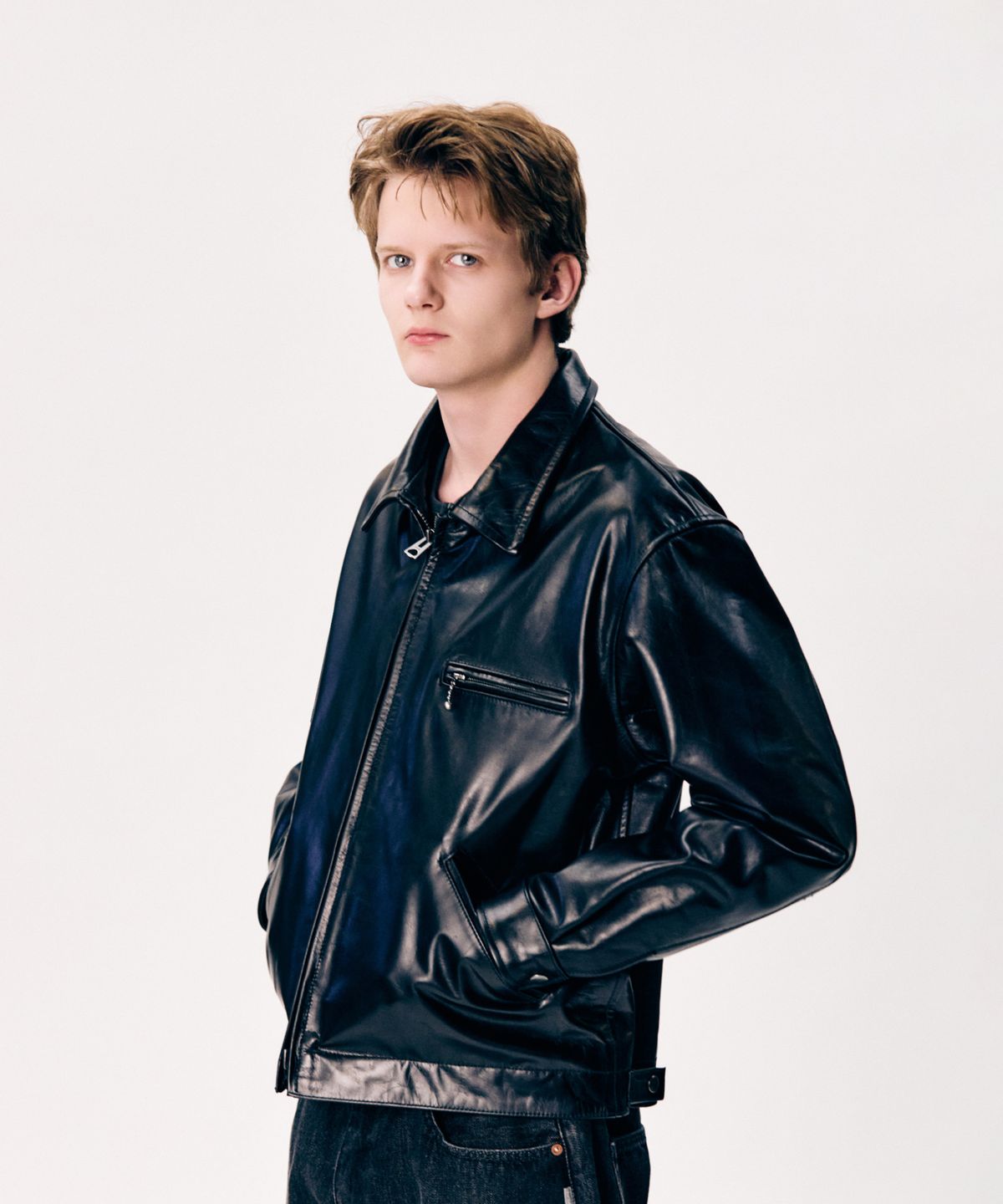 에스피오나지(ESPIONAGE) Buffalo Leather S.Rider Jacket Black