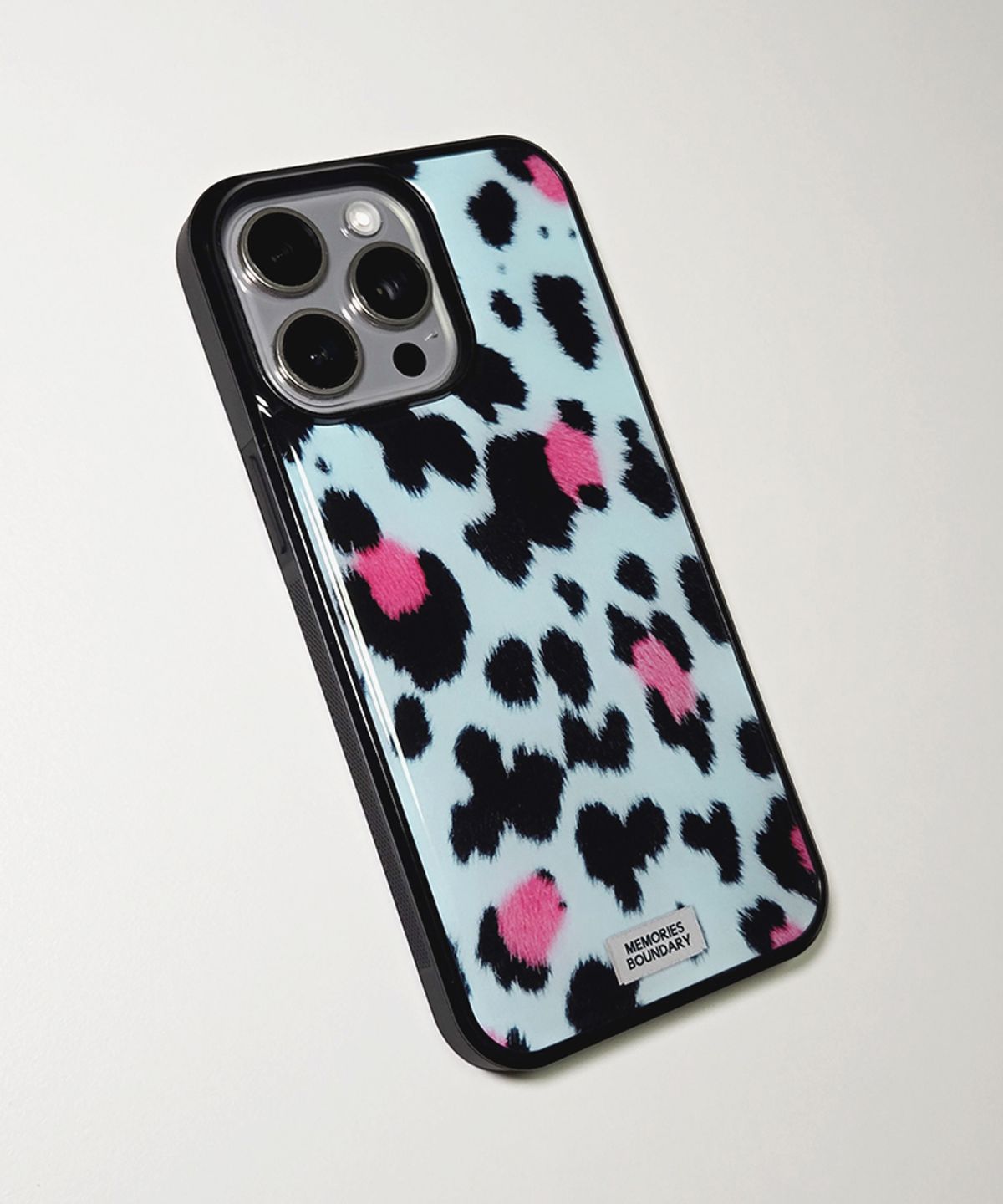 메모리즈바운더리(MEMORIESBOUNDARY) Soft Pop Leopard Phone Case Soft Blue (BK_Epoxy/MagSafe Glass)