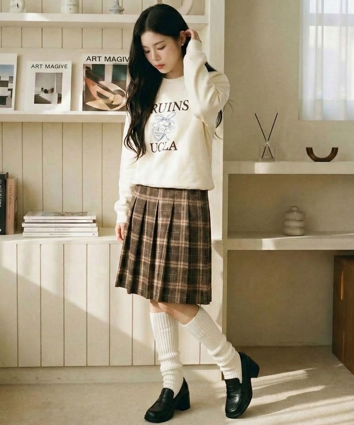 유씨엘에이(UCLA) 남녀공용 UCLA 하트 로고 스웻셔츠[IVORY](UBRLTA6)