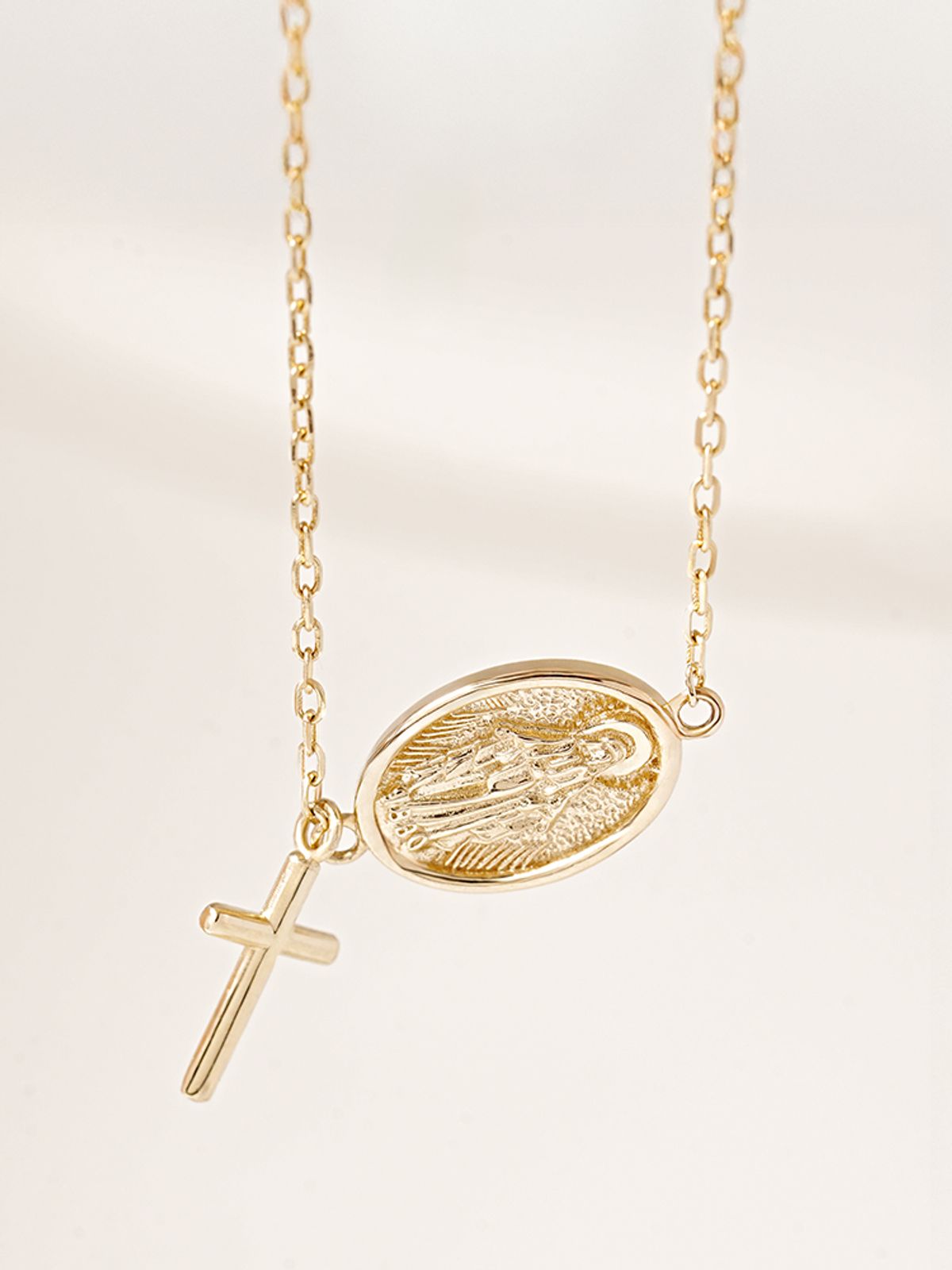 미니멀피어싱(MINIMALPIERCING) 14K 18K 세인트 드롭 십자가 팔찌