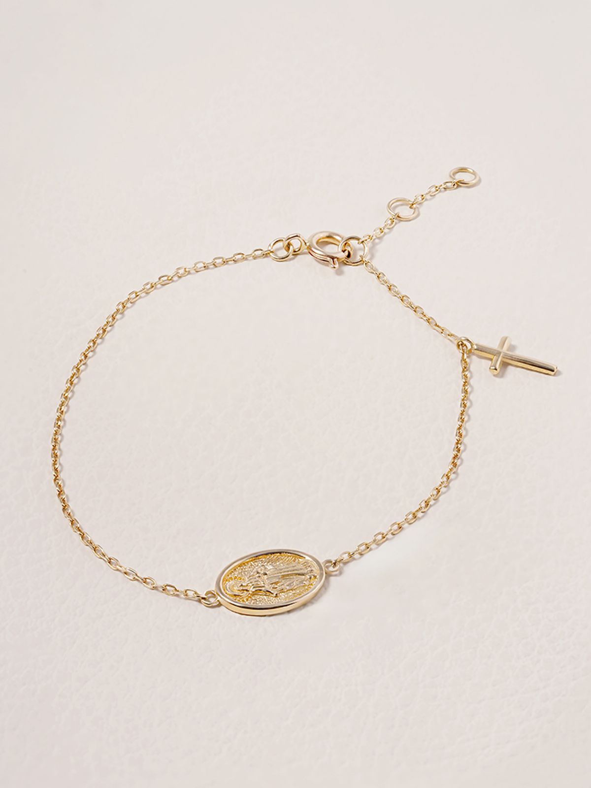 미니멀피어싱(MINIMALPIERCING) 14K 18K 세인트 드롭 십자가 팔찌