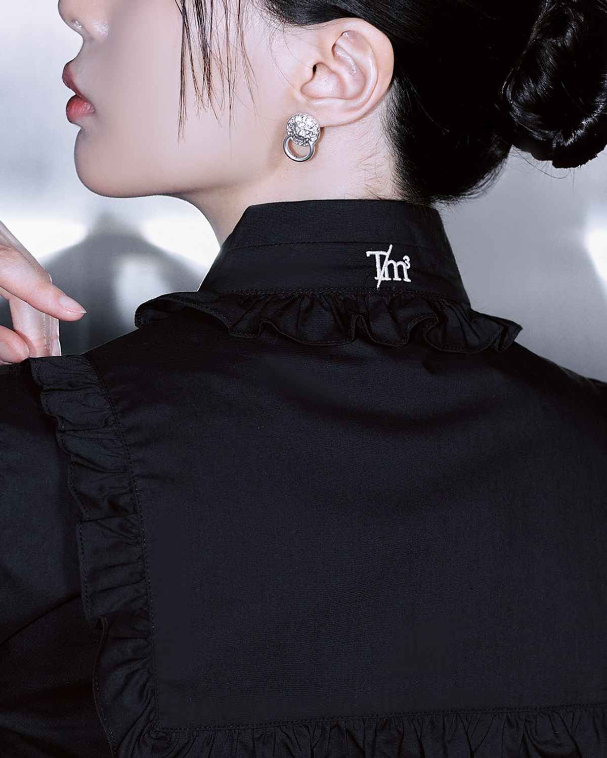 티엠쓰리(TM3) 흑화 레이스 한복 긴팔 셔츠 블랙