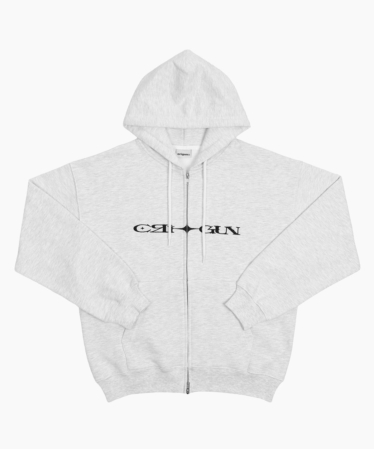 크리건(CRIGUN) ESSENTIAL 후드 집업 기모 WHITE MELANGE