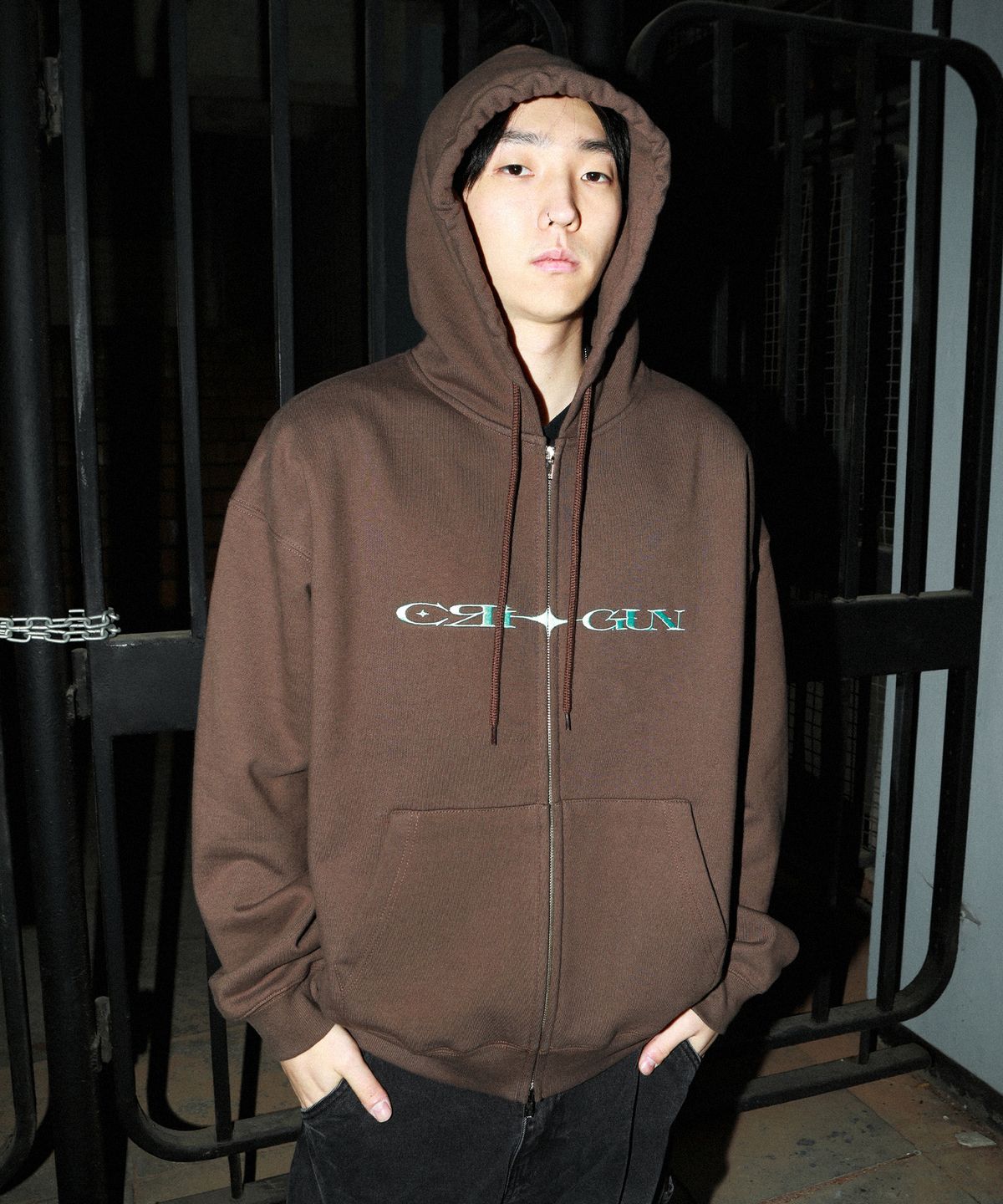 크리건(CRIGUN) ESSENTIAL 후드 집업 기모 BROWN