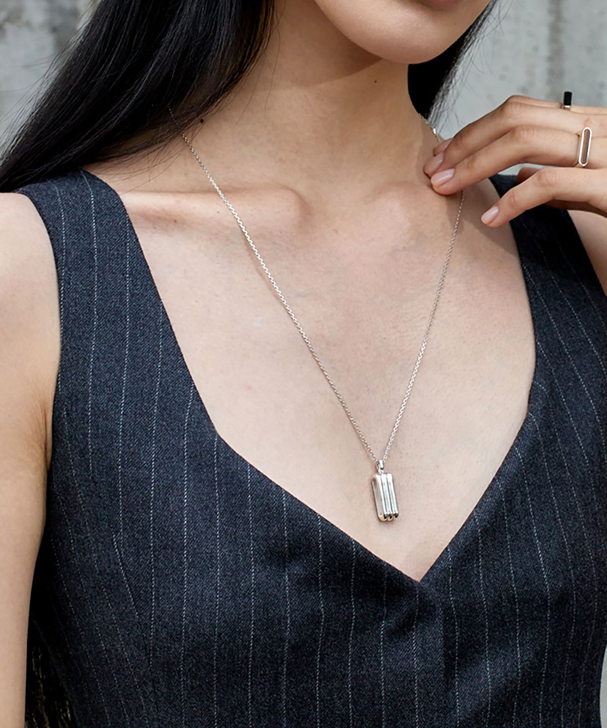 그라스마티네(GRASSE MATINEE) Triple Bar Necklace  Silver