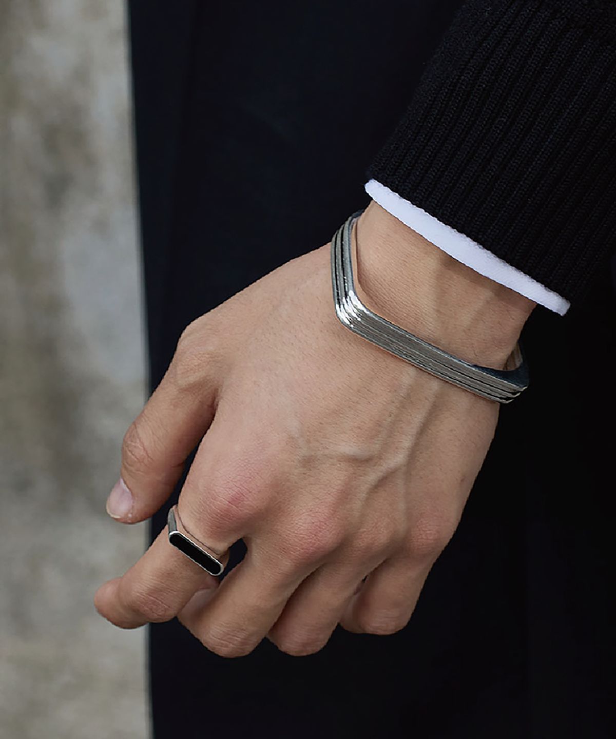 그라스마티네(GRASSE MATINEE) Triple Bar Cuff Bracelet  Silver