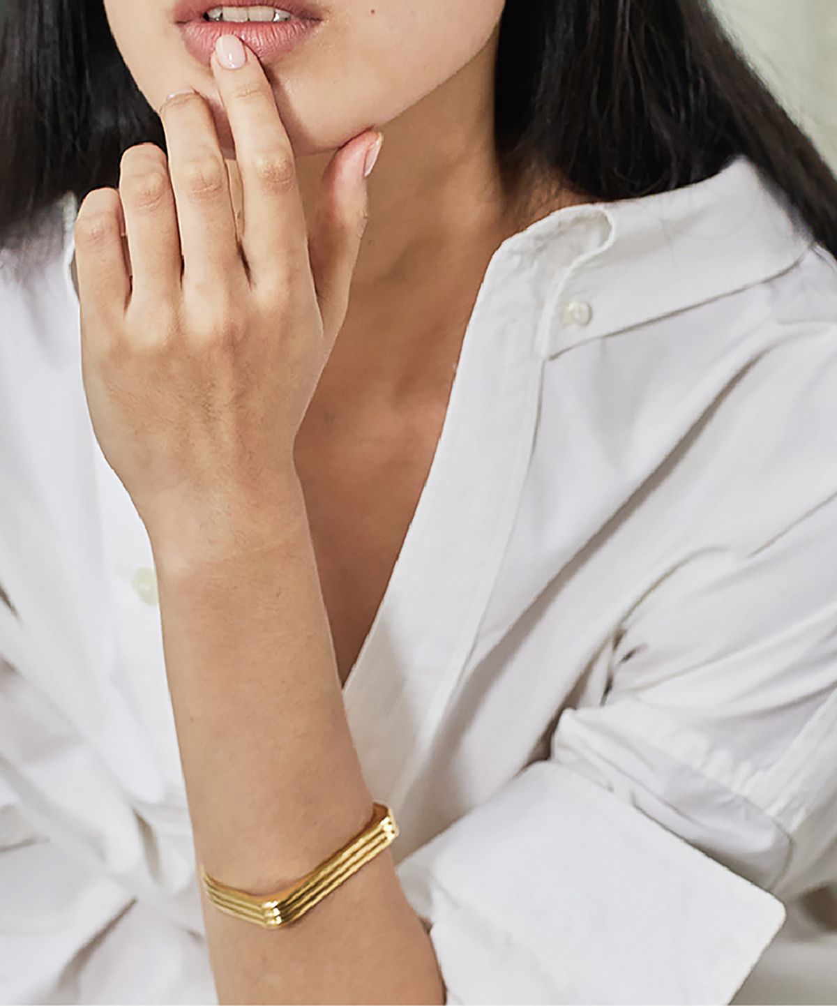 그라스마티네(GRASSE MATINEE) Triple Bar Cuff Bracelet  Gold