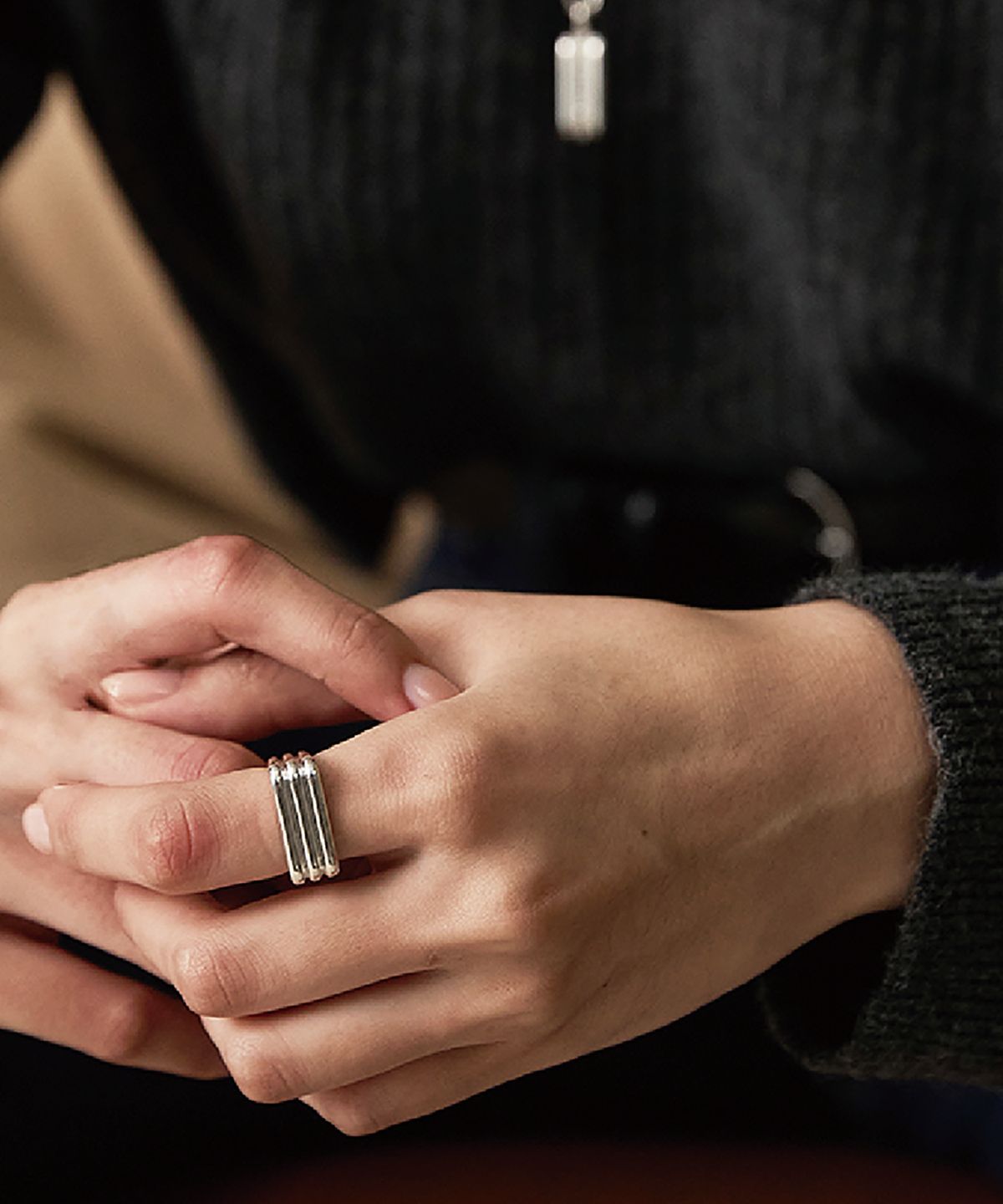 그라스마티네(GRASSE MATINEE) Triple Bar Ring  silver