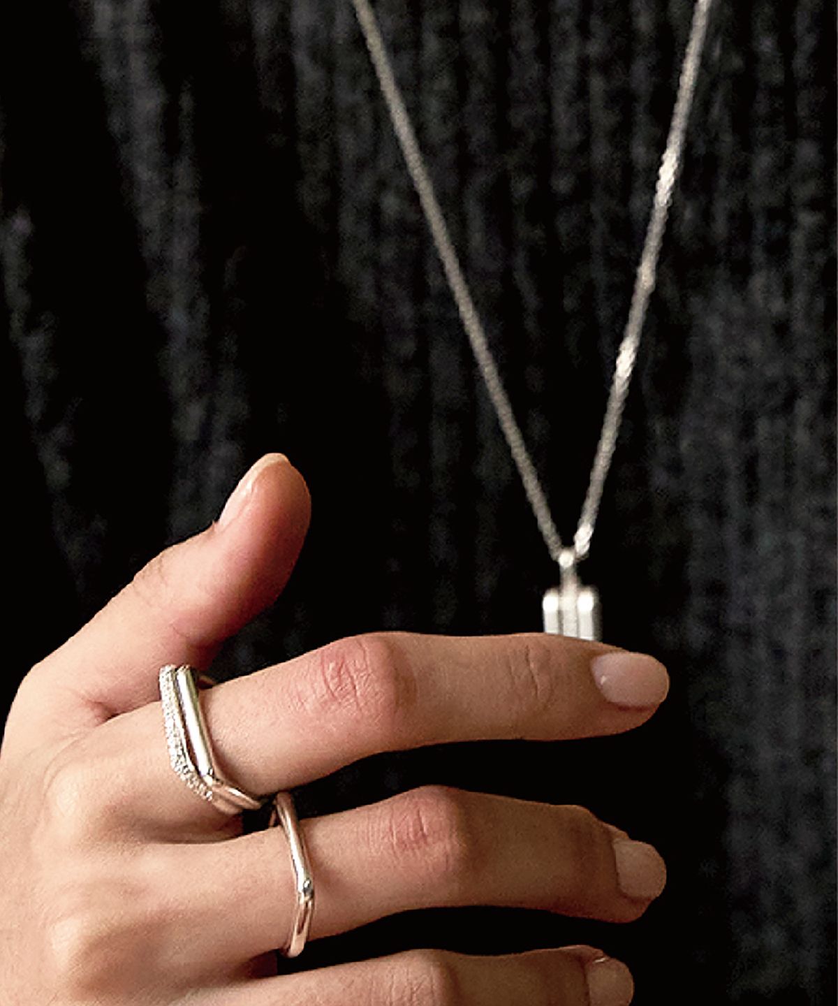 그라스마티네(GRASSE MATINEE) Triple Bar Set Ring Silver