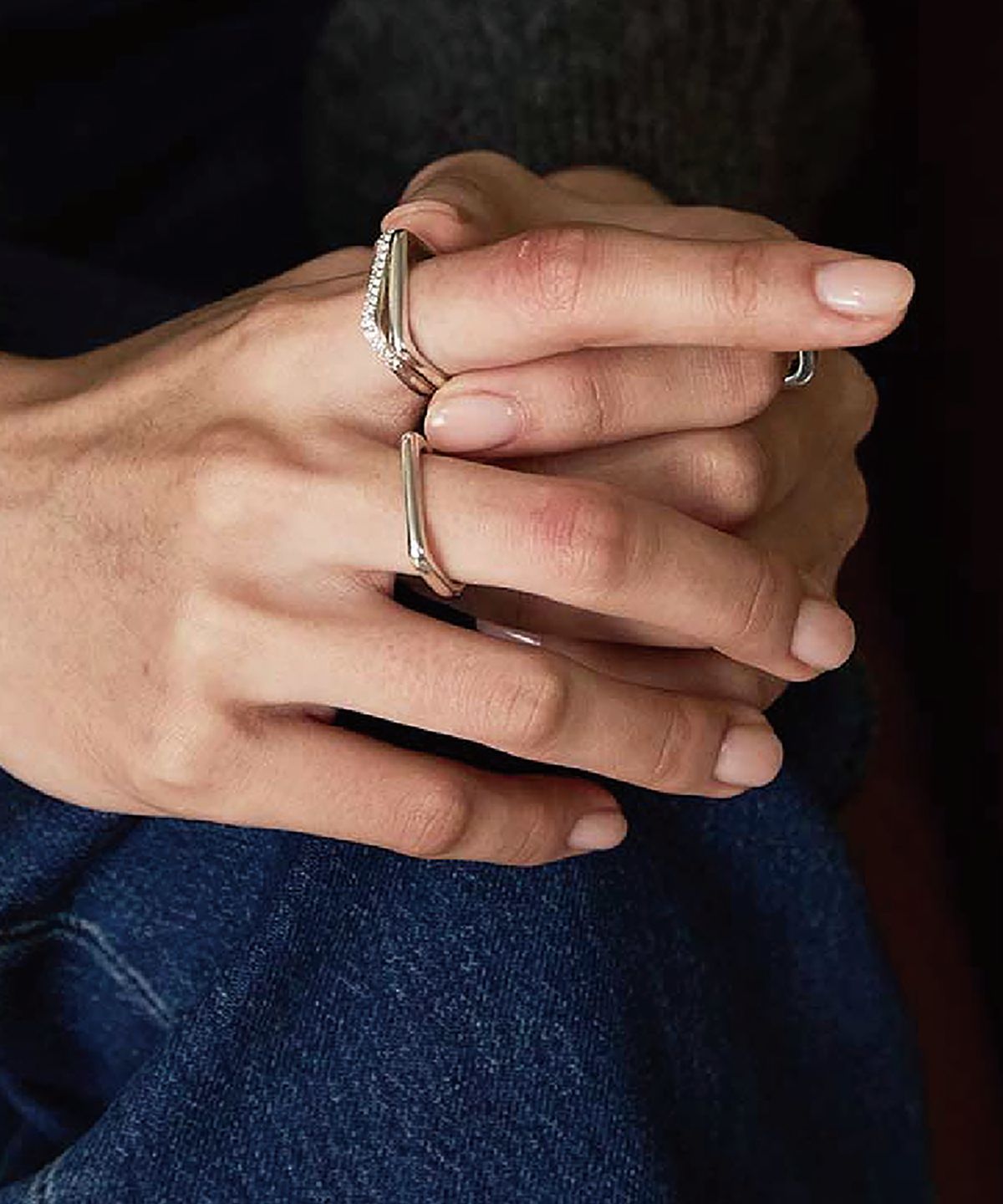 그라스마티네(GRASSE MATINEE) Triple Bar Set Ring Silver