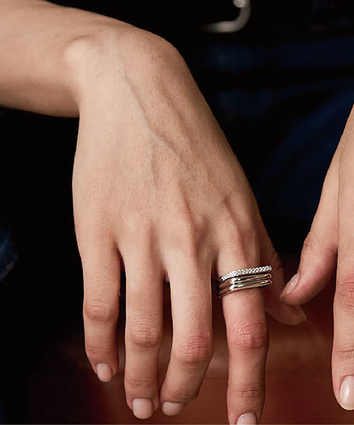 그라스마티네(GRASSE MATINEE) Triple Bar Set Ring Silver