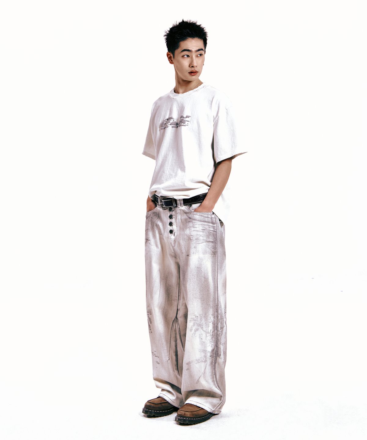 엔드릭스(EDLIX) Vintage lining printed denim (Vintage White)