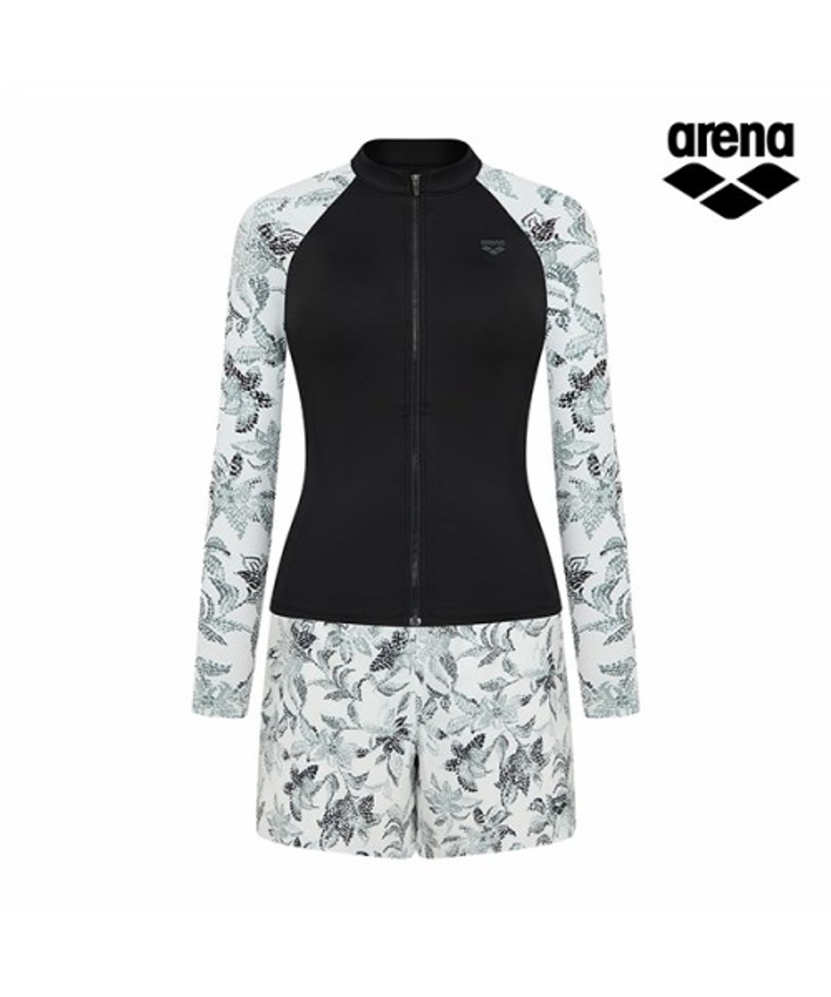 아레나(ARENA) 플로라 레귤러핏 집업 래쉬가드 세트 A6BL1PS04BLK