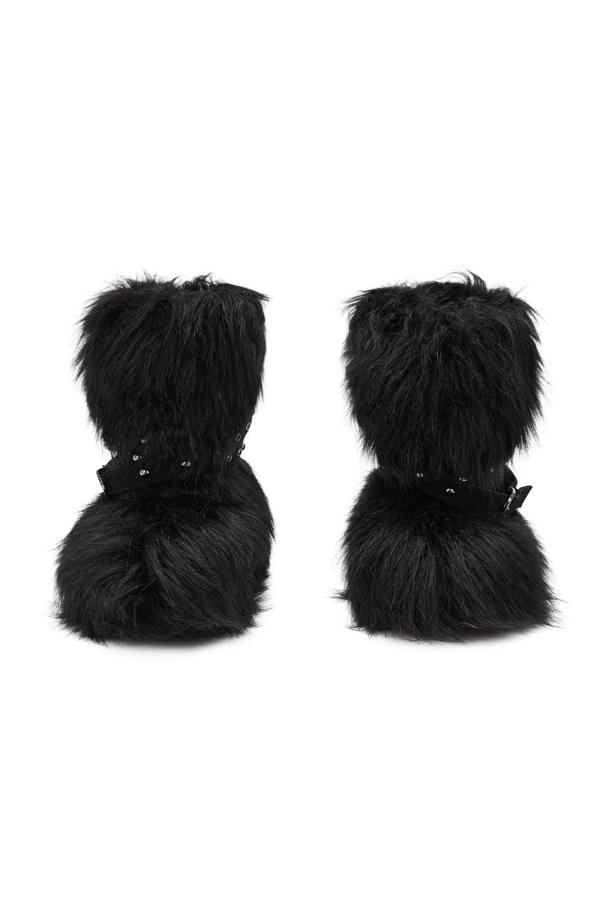다이닛(DEINET) LONG-HAIR FAUX FUR MID BOOTS IN BLACK