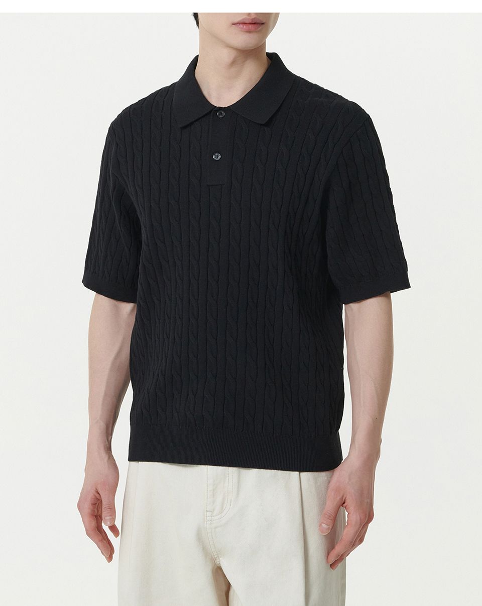 トップス stussy cable knit polo black 20ss STUSSY - STUSSY CABLE SS POLO ポロシャツの通販 by TIKE's shop