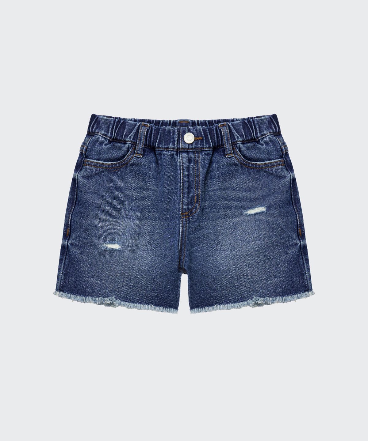 무신사 스탠다드 키즈(MUSINSA STANDARD KIDS) 컷 오프 데님 미니 쇼츠 [미디엄 인디고]