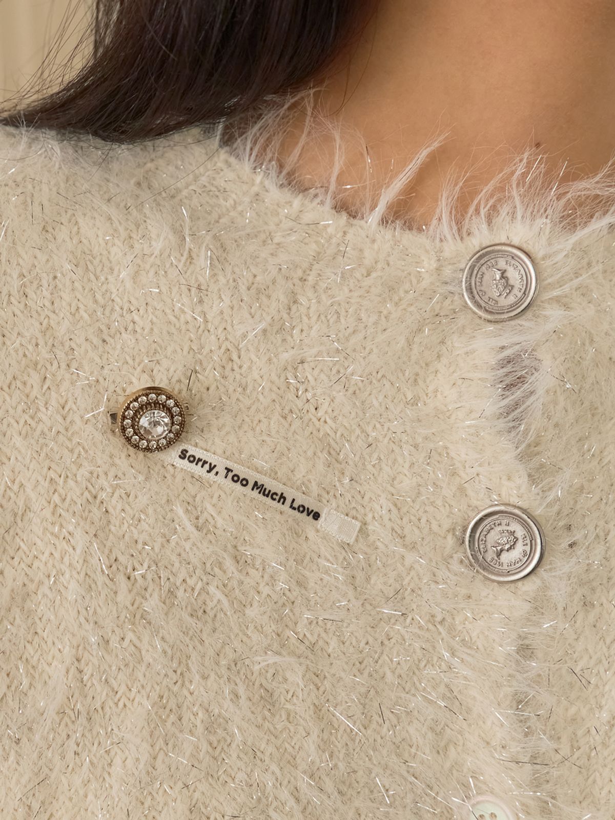 쏘리, 투 머치 러브(SORRY, TOO MUCH LOVE) Sweet Halo Metallic Knit Cardigan_Ivory