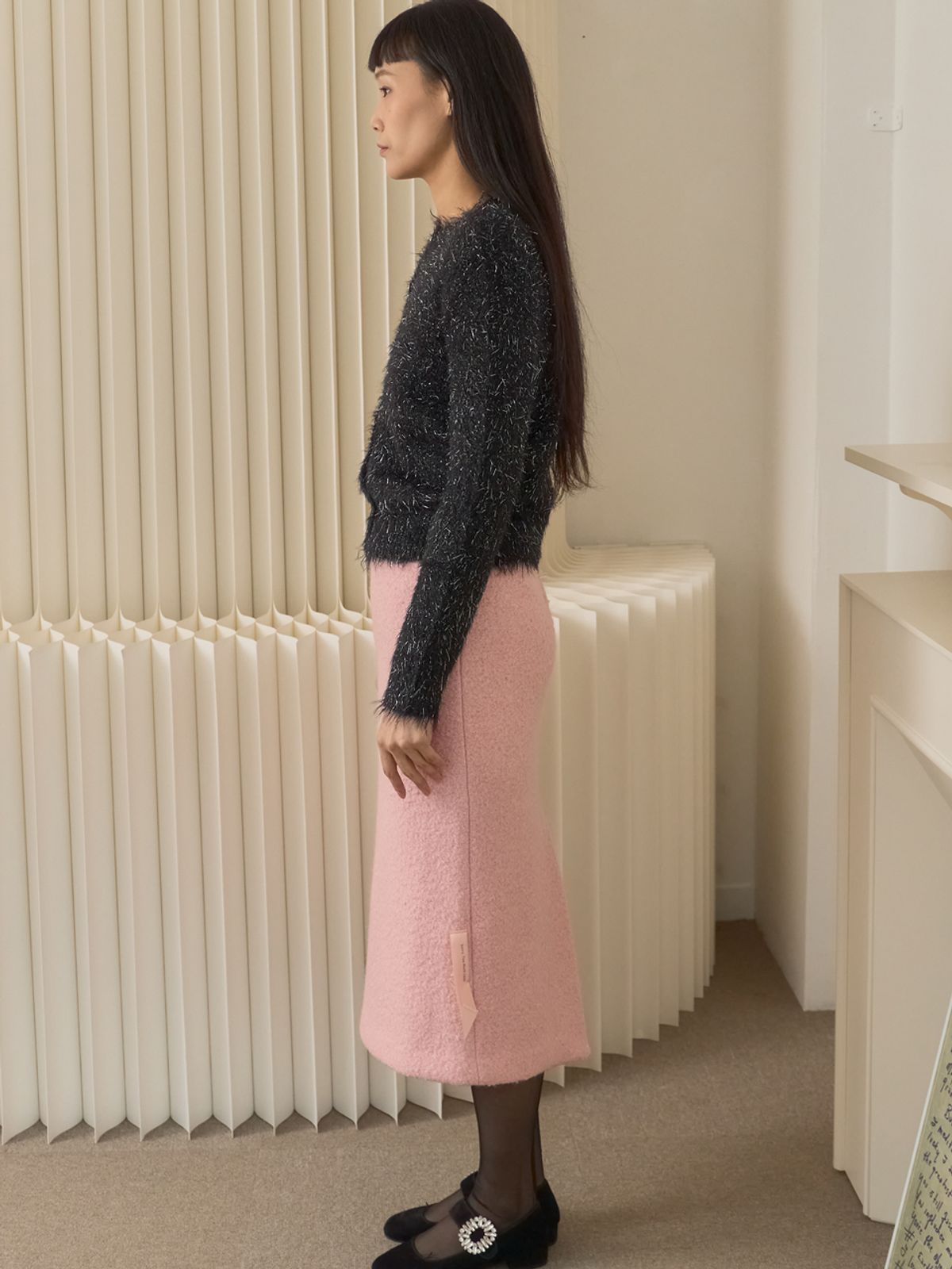 쏘리, 투 머치 러브(SORRY, TOO MUCH LOVE) Sweet Halo Metallic Knit Cardigan_Black