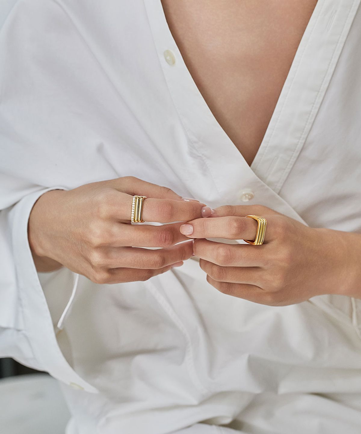 그라스마티네(GRASSE MATINEE) Triple Bar Ring Set  Gold