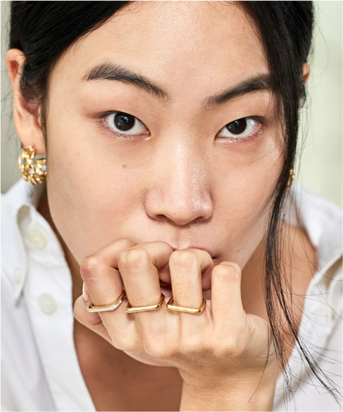 그라스마티네(GRASSE MATINEE) Triple Bar Ring Set  Gold