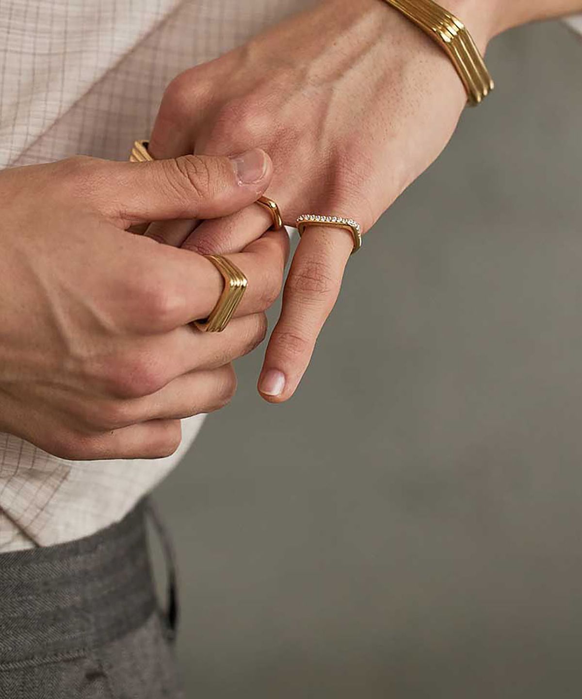 그라스마티네(GRASSE MATINEE) Triple Bar Ring Set  Gold
