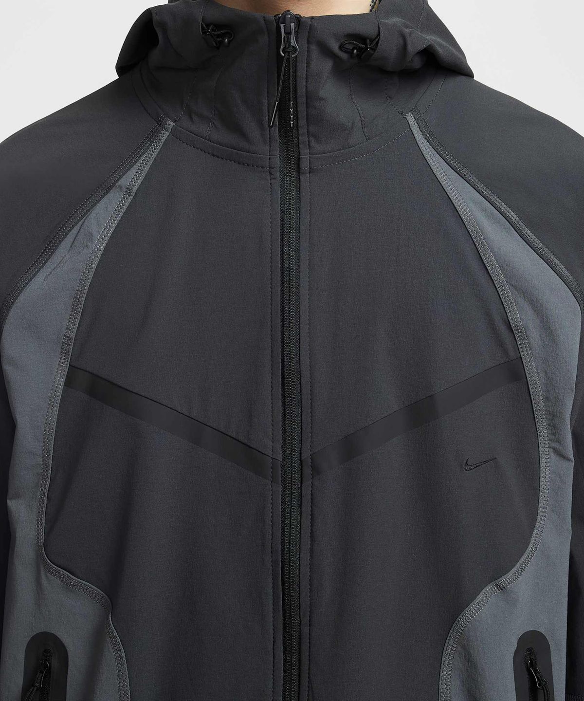 나이키(NIKE) 테크 드라이 핏 우븐 풀집 컬러 블록 윈드러너 재킷 M - 앤트러사이트:아이언 그레이:블랙 / IU7497-060