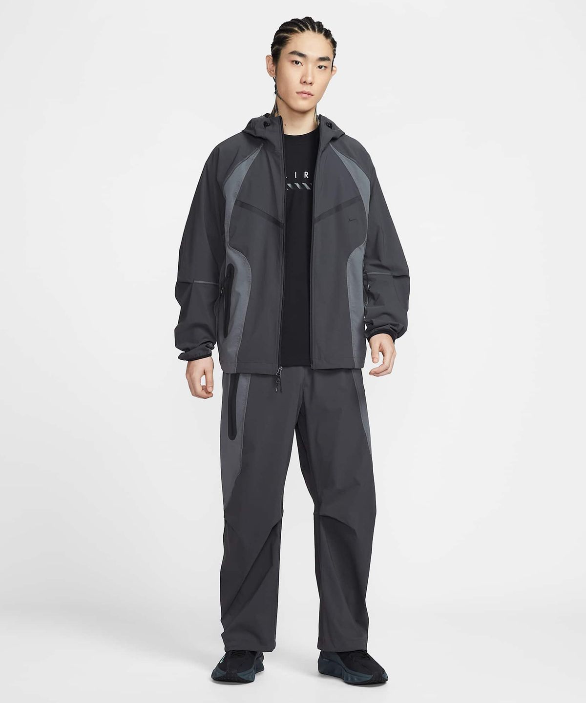 나이키(NIKE) 테크 드라이 핏 우븐 풀집 컬러 블록 윈드러너 재킷 M - 앤트러사이트:아이언 그레이:블랙 / IU7497-060