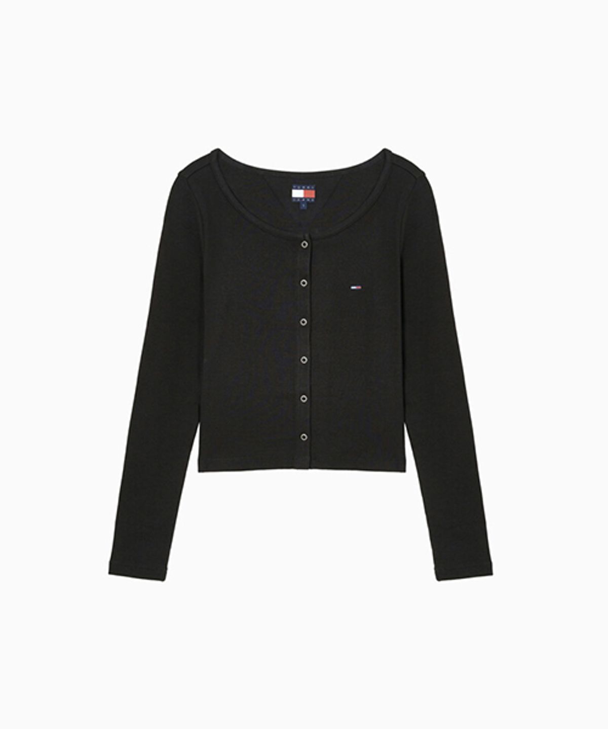 타미진스(TOMMY JEANS) 리브 스냅 버튼 롱 슬리브 티셔츠 (T32G0TTO01TWT2BDS)