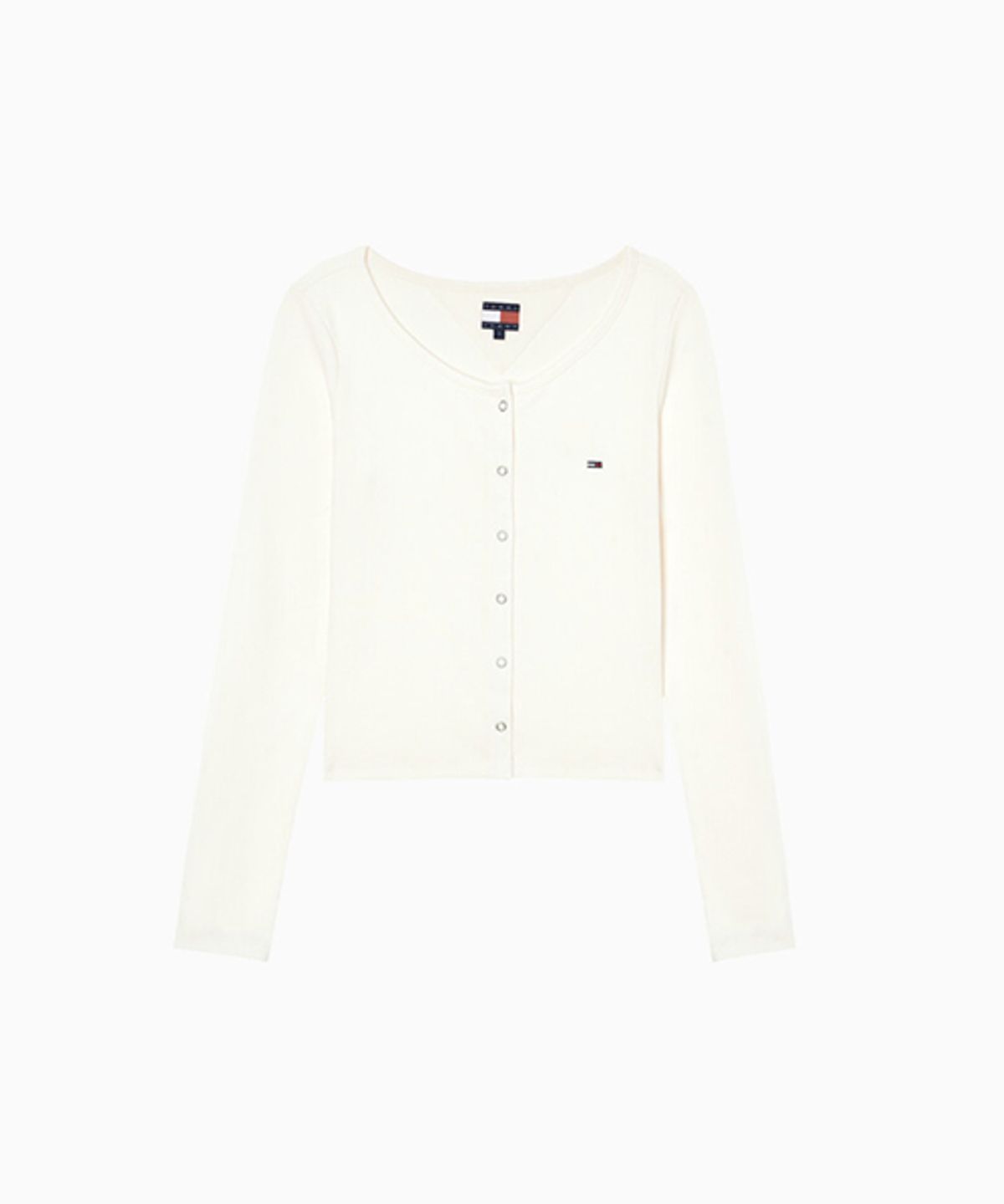 타미진스(TOMMY JEANS) 리브 스냅 버튼 롱 슬리브 티셔츠 (T32G0TTO01TWT2YBH)