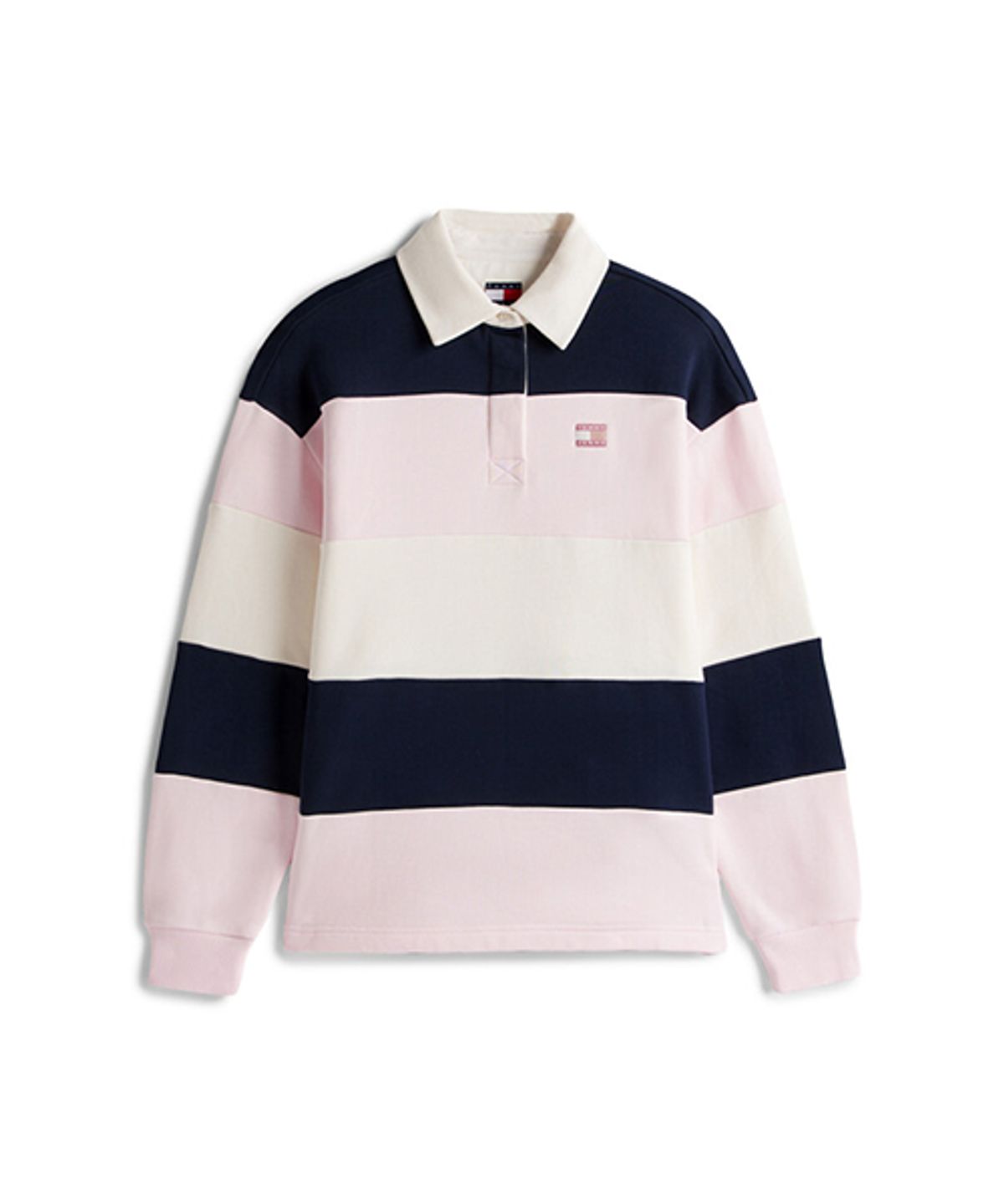 타미진스(TOMMY JEANS) 배지 스트라이프 럭비 티셔츠 (T32G0TKT10TWT1TOG)