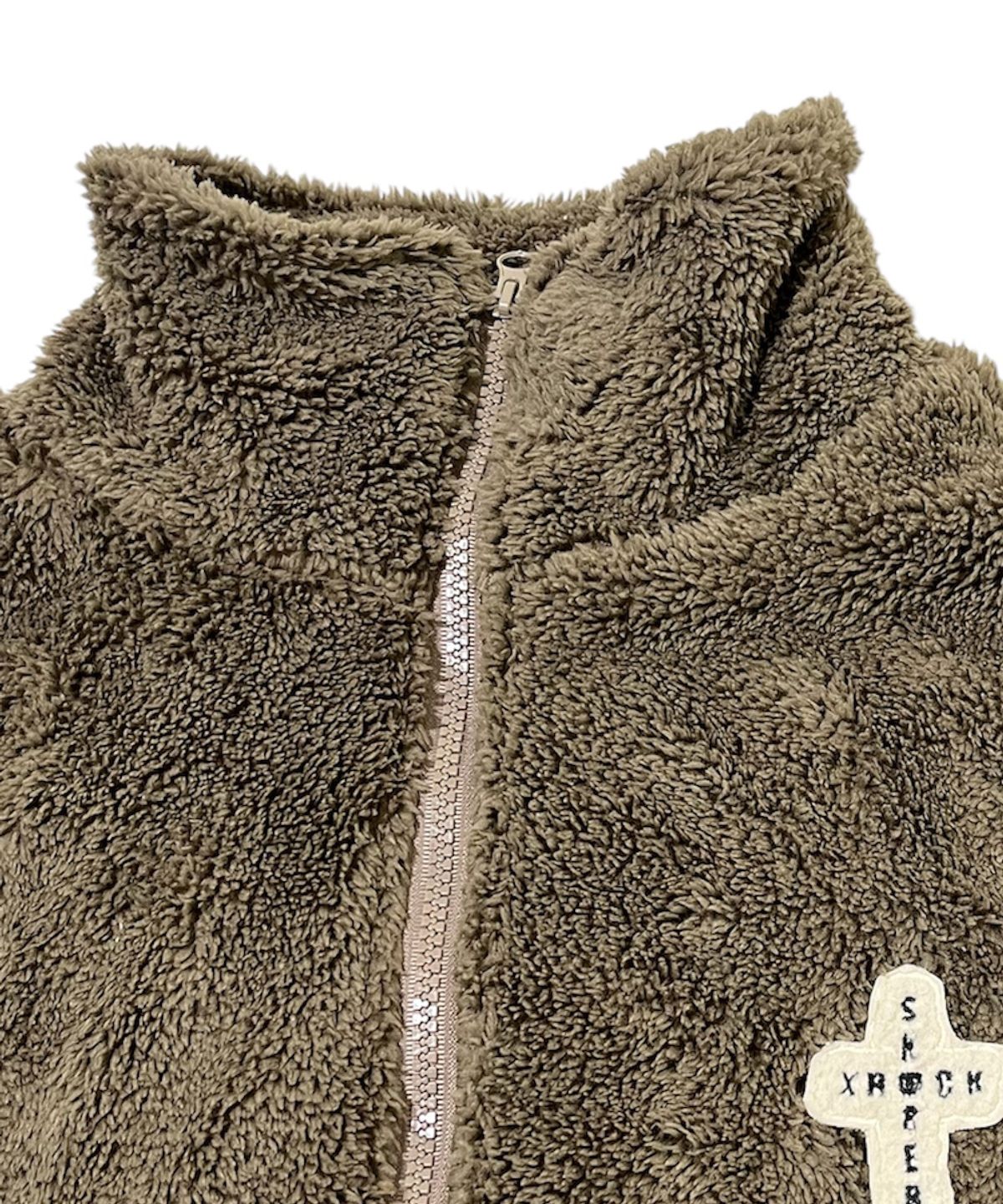 스케이터락(SK8ER ROCK) Cross Logo Fleece Zip-Up Jacket ((brown))