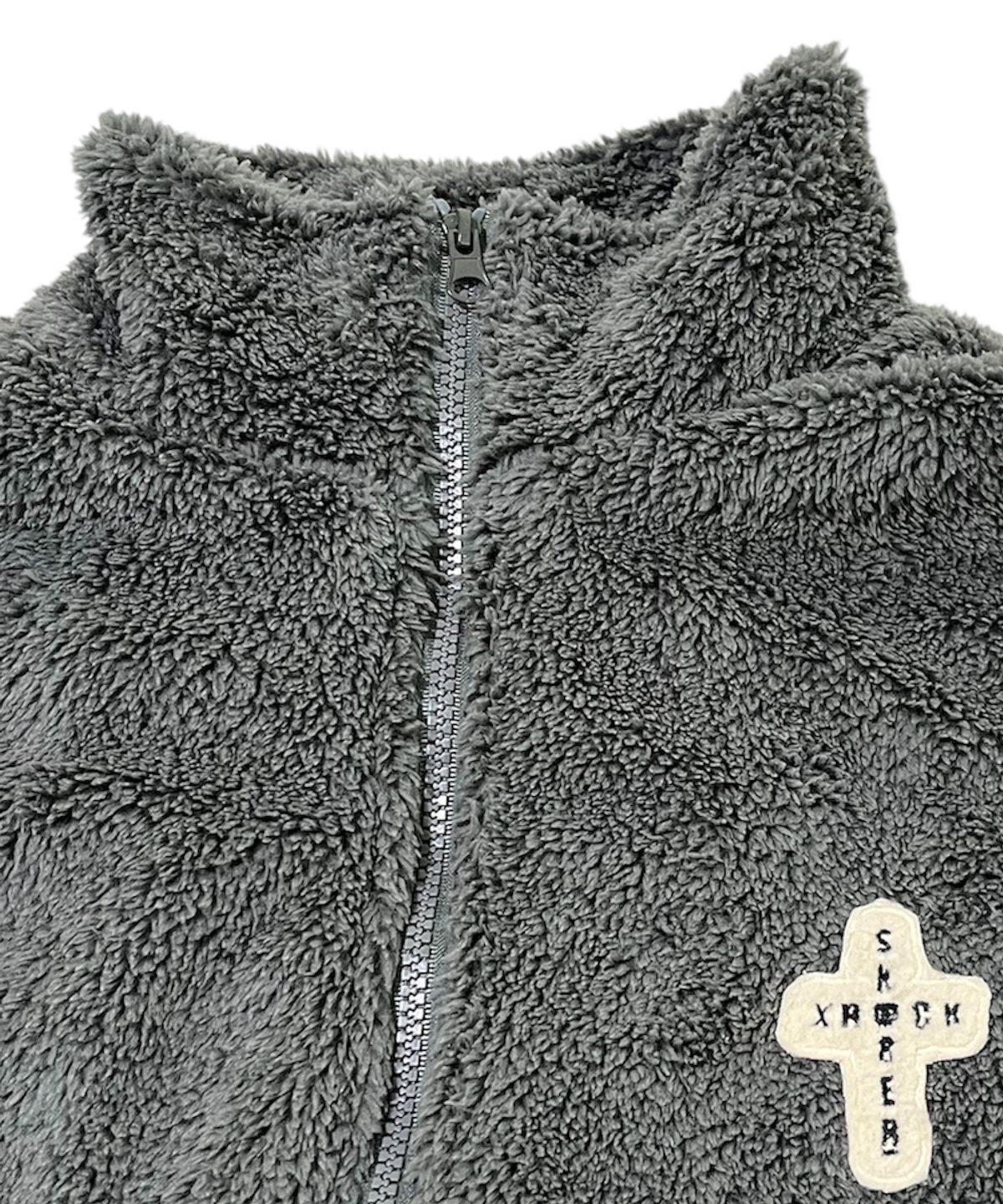 스케이터락(SK8ER ROCK) Cross Logo Fleece Zip-Up Jacket ((dark gray))