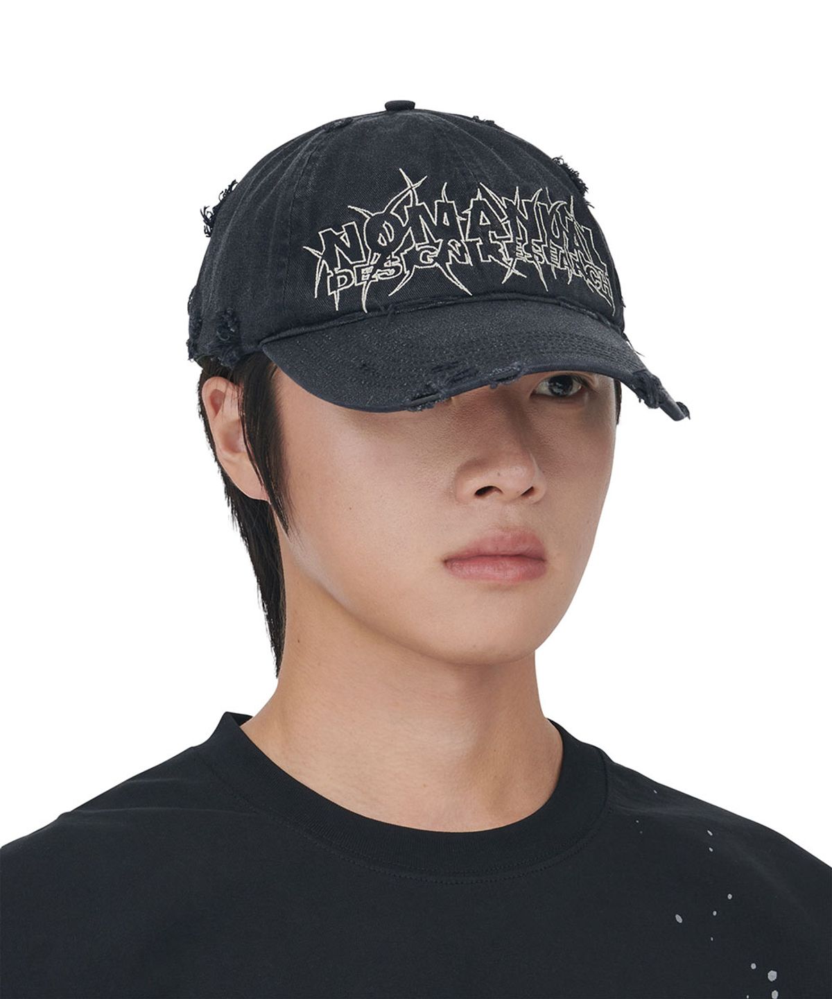 노매뉴얼(NOMANUAL) SLASH BALL CAP - WASHED BLACK