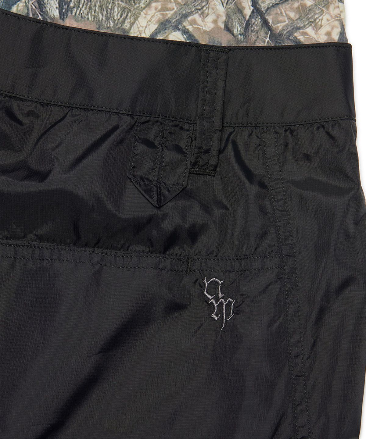 노매뉴얼(NOMANUAL) NATURE CAMO LAYERED PANTS - BLACK