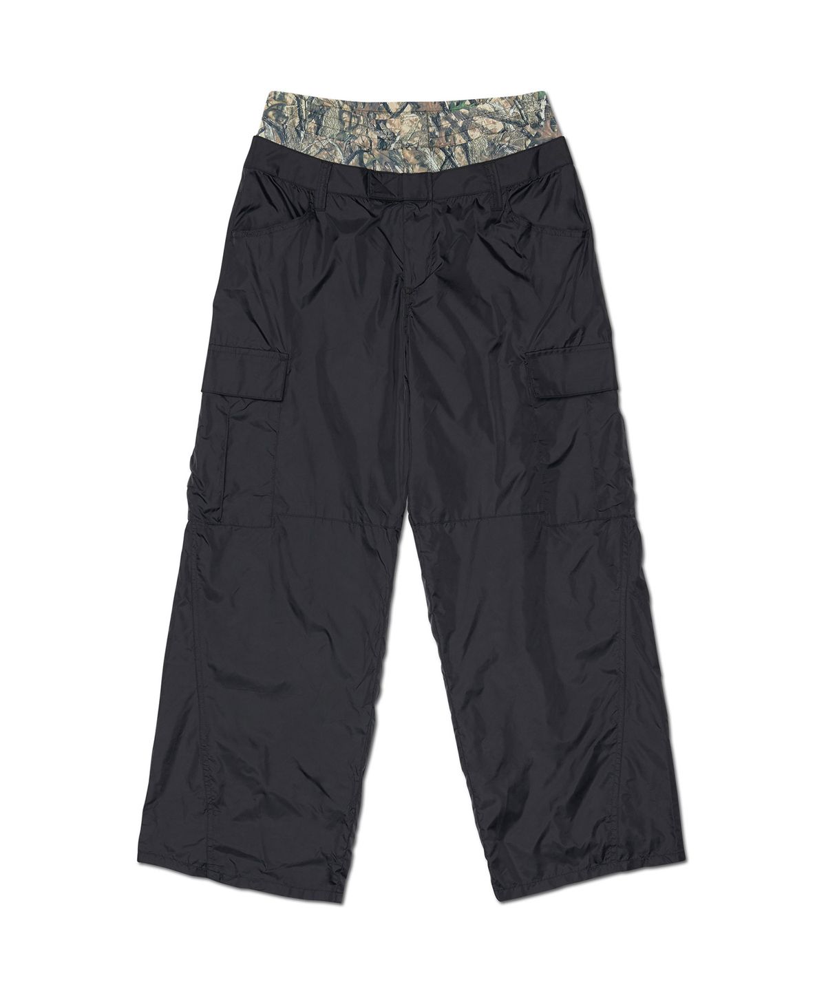 노매뉴얼(NOMANUAL) NATURE CAMO LAYERED PANTS - BLACK