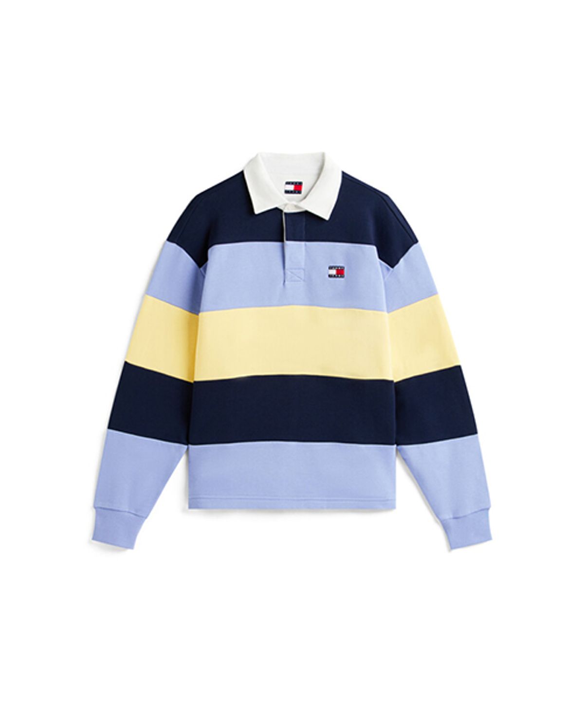 타미진스(TOMMY JEANS) 릴렉스 배지 스트라이프 럭비 티셔츠 (T32G0TKT10TMT10AP)