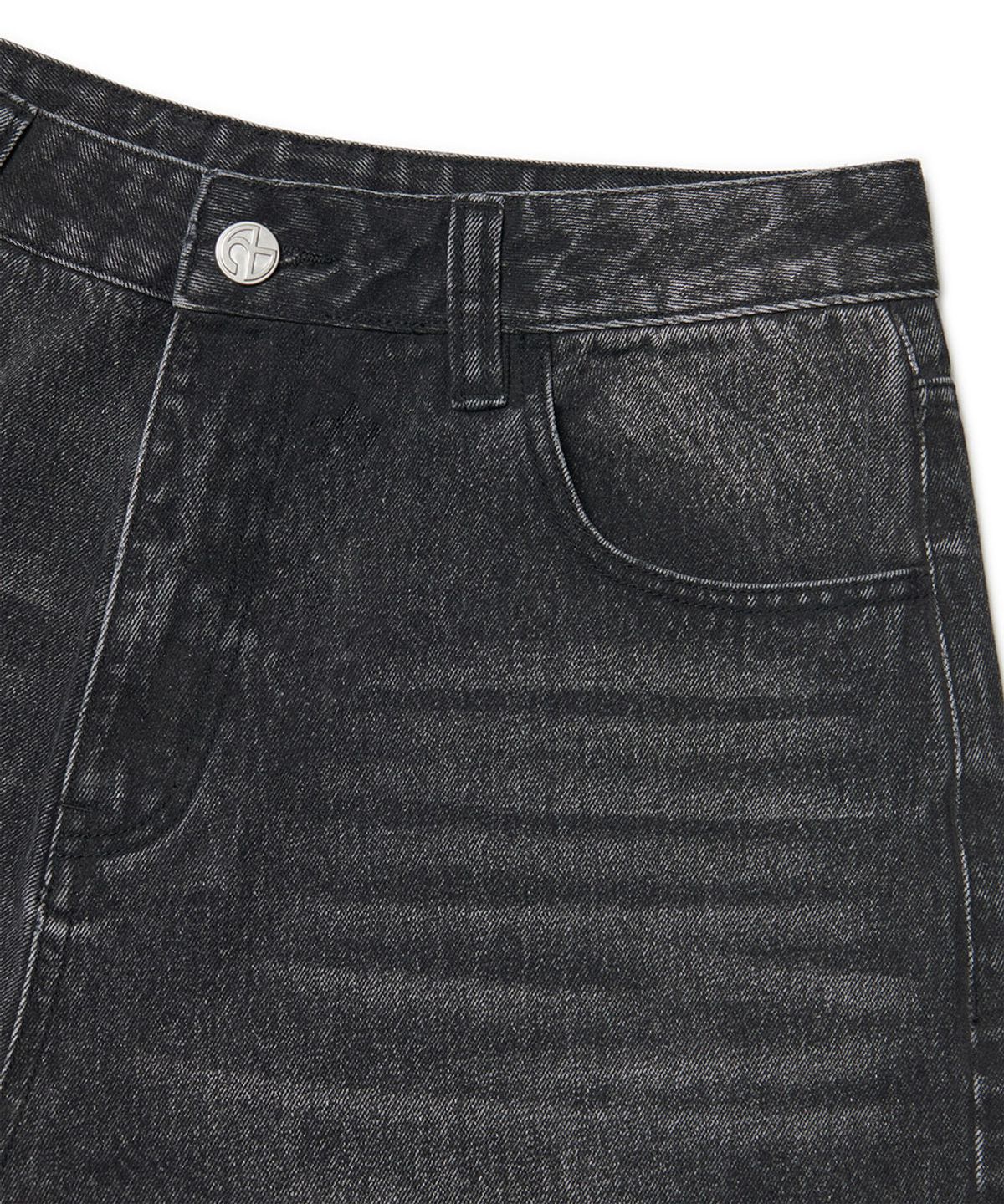 노매뉴얼(NOMANUAL) WASHED DENIM HALF PANTS - WASHED BLACK