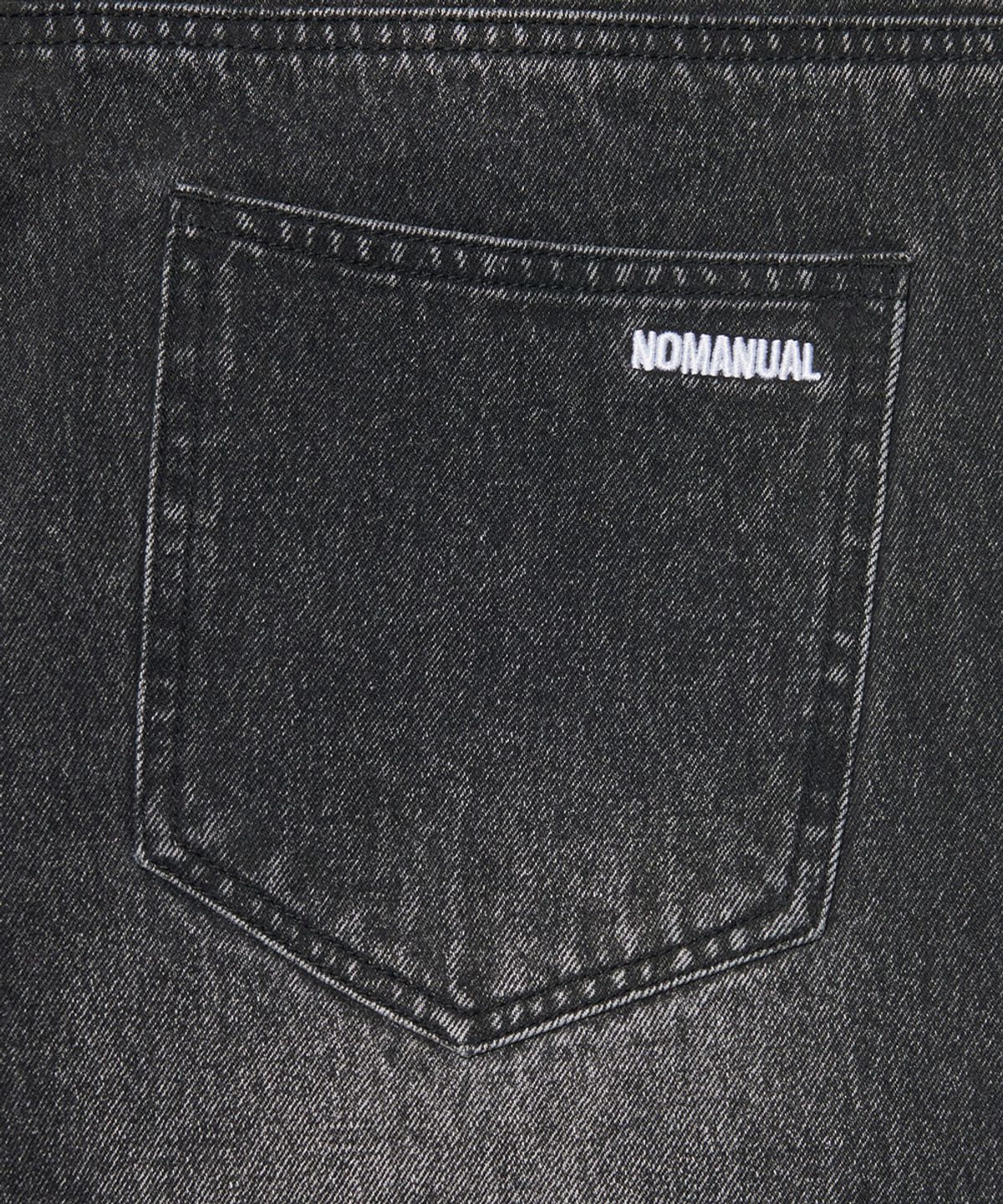 노매뉴얼(NOMANUAL) WASHED DENIM HALF PANTS - WASHED BLACK