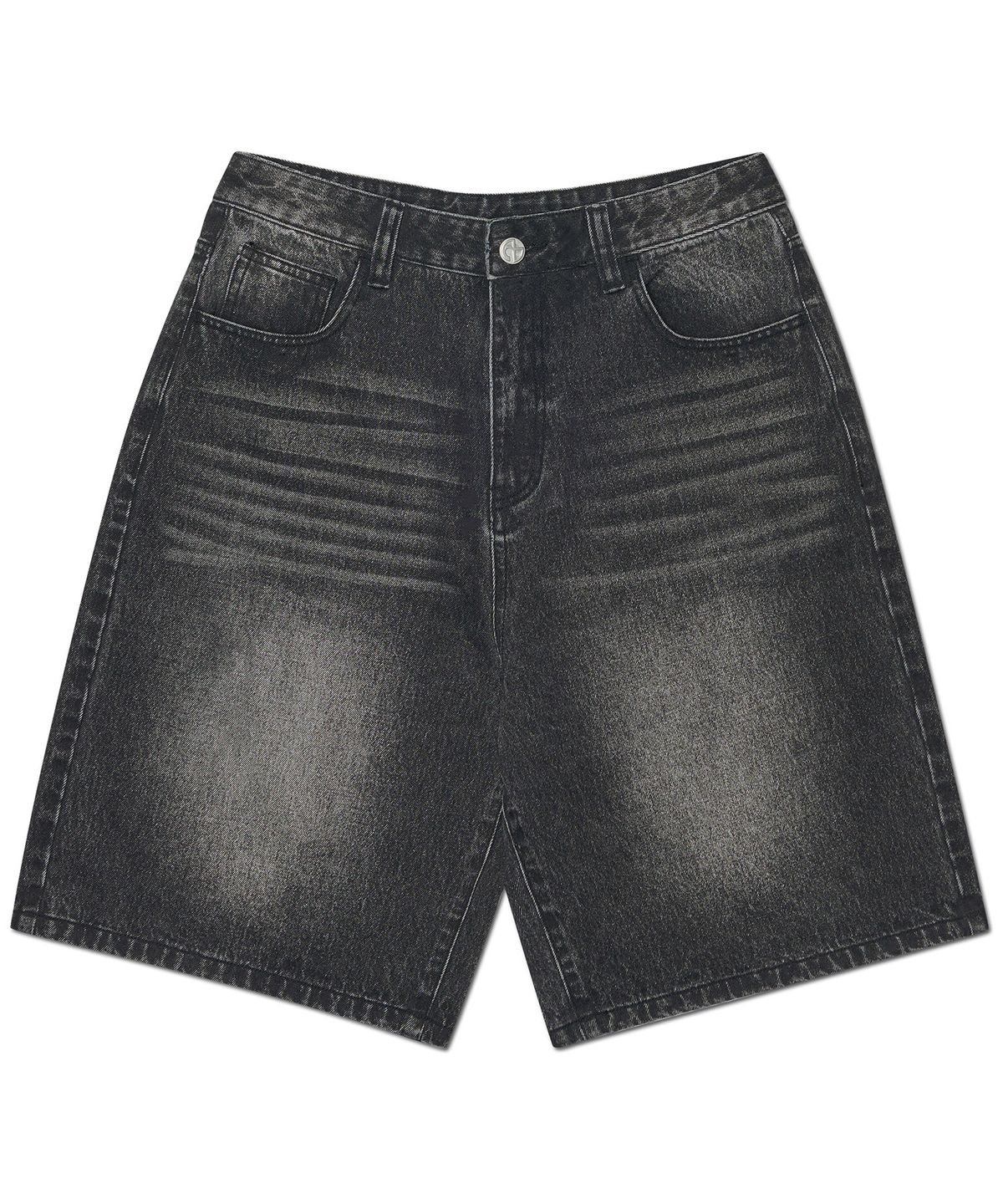 노매뉴얼(NOMANUAL) WASHED DENIM HALF PANTS - WASHED BLACK