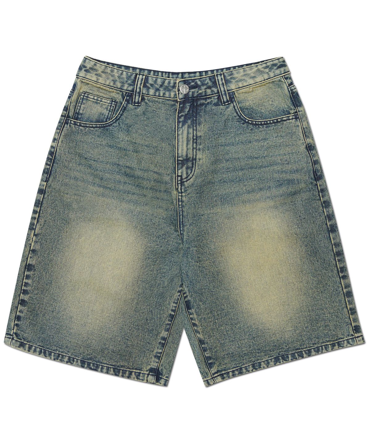 노매뉴얼(NOMANUAL) WASHED DENIM HALF PANTS - WASHED BLUE
