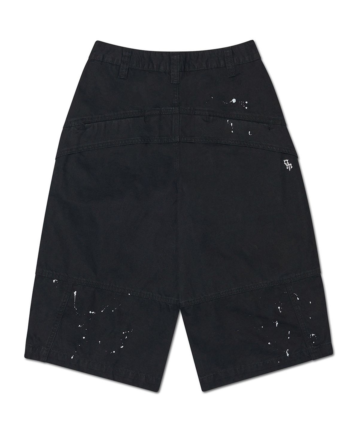 노매뉴얼(NOMANUAL) PAINTED DOUBLE KNEE SHORTS - WASHED BLACK
